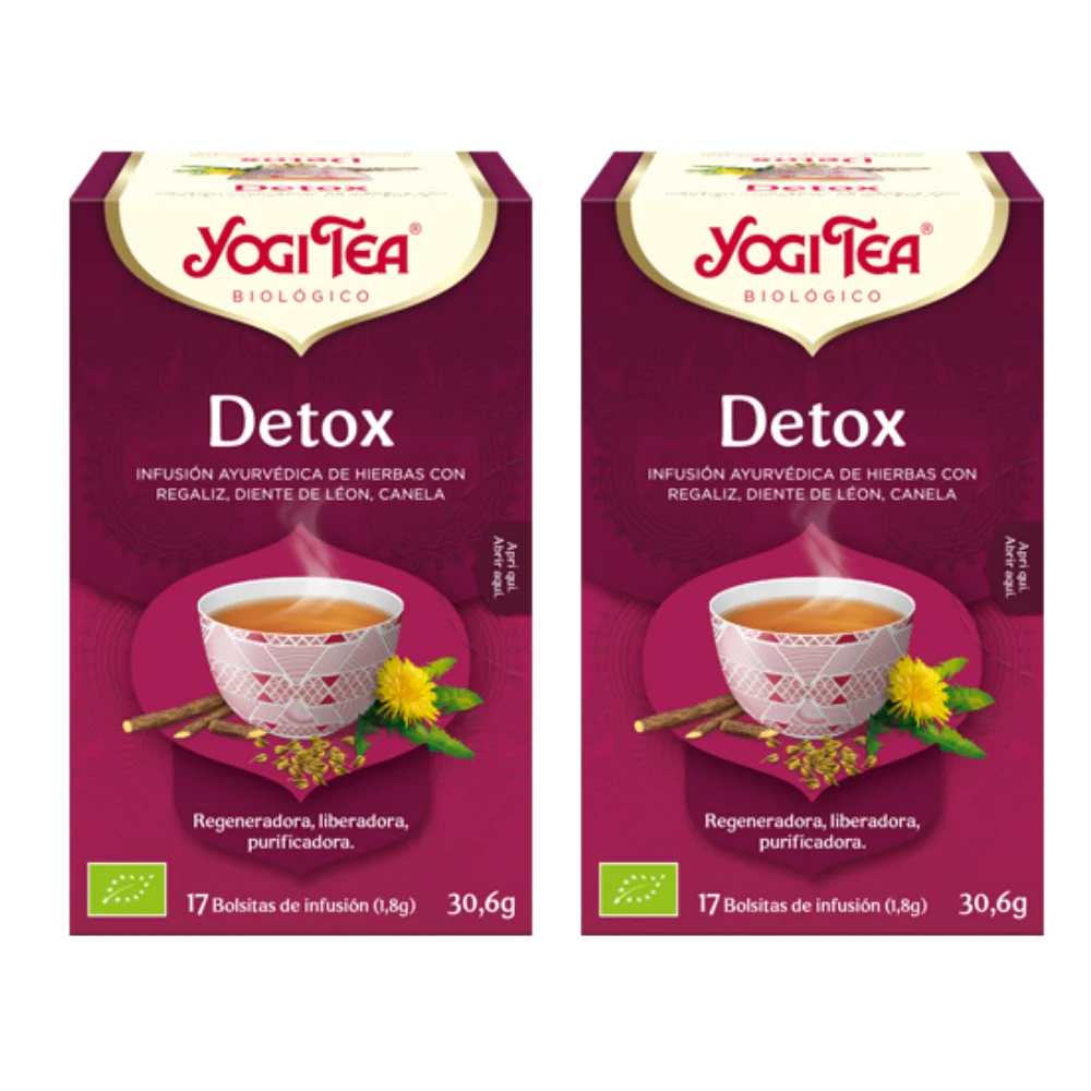 Té Detox Packs 2 Yoga fácil para la purificacion 17 bolsitas de infusión YogiTea