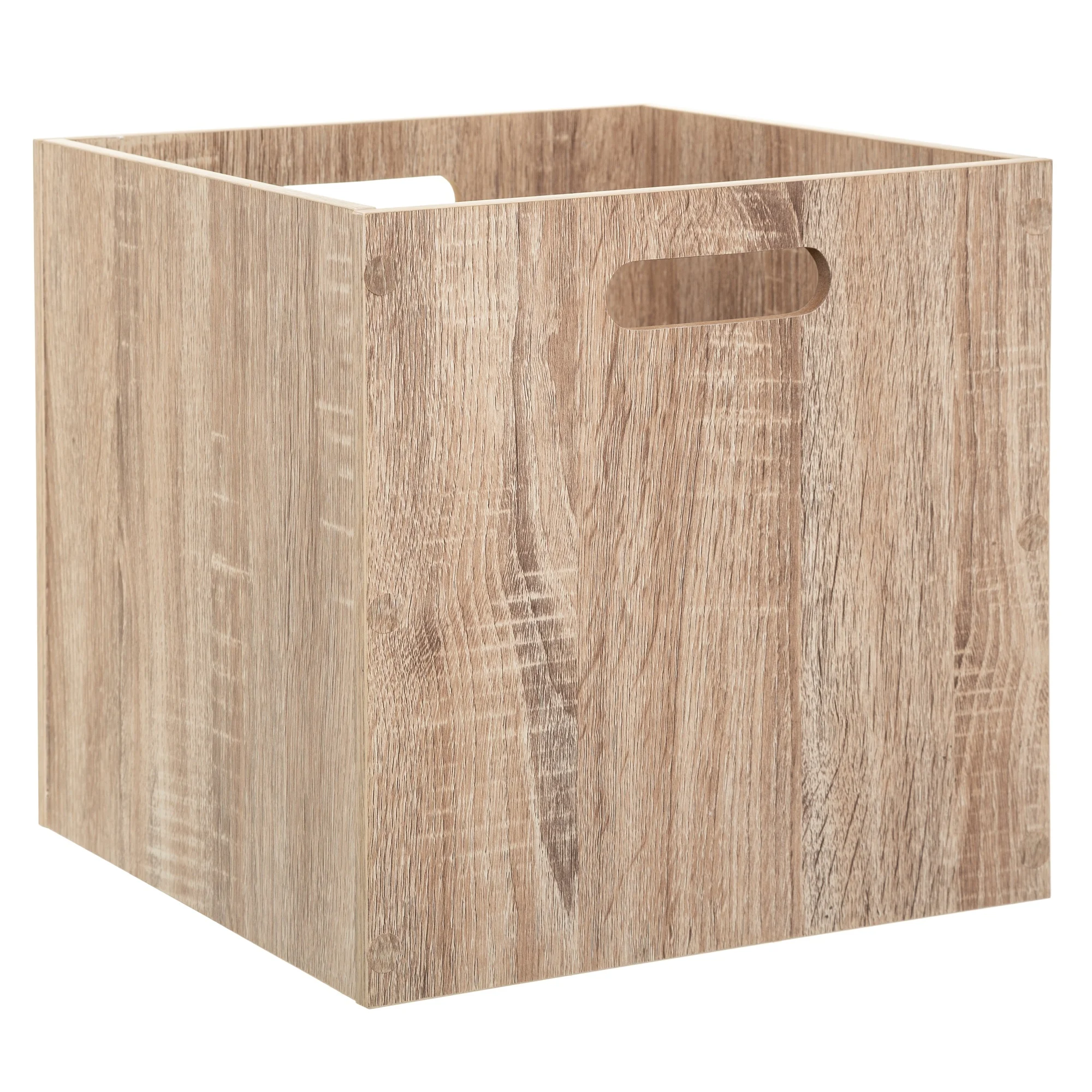Caja de Almacenamiento de Madera Natural con Asas Prácticas