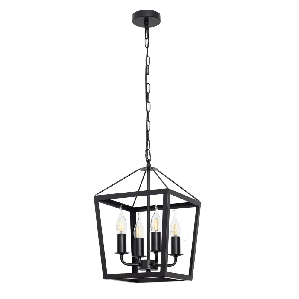 BEL AIR HOME Lámpara Colgante NORA 4xe-14 Negro 25x25x80cm - Iluminación moderna y elegante para tu hogar