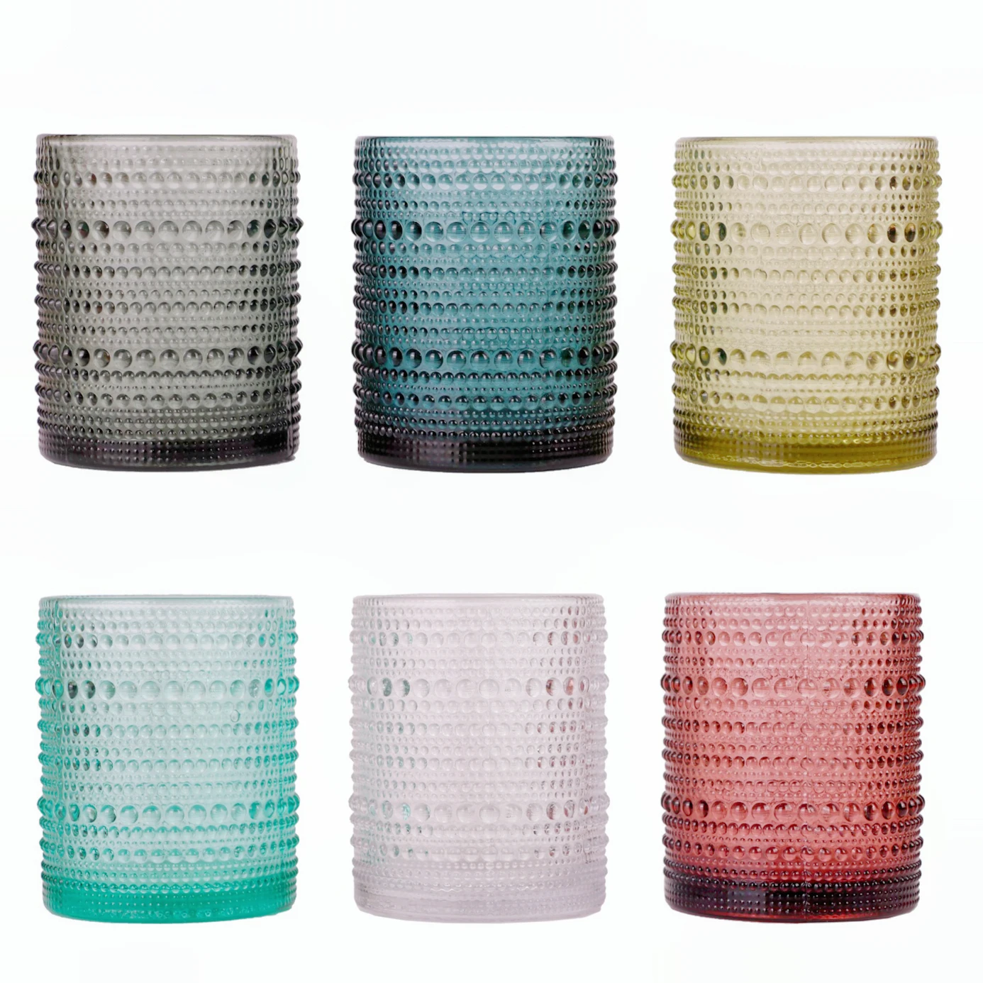 TRESV Set de 4, 5 y 6 Vasos de Cristal de Colores 250ml y 350ml Vidrio de Alta Calidad | Apto para Lavavajillas