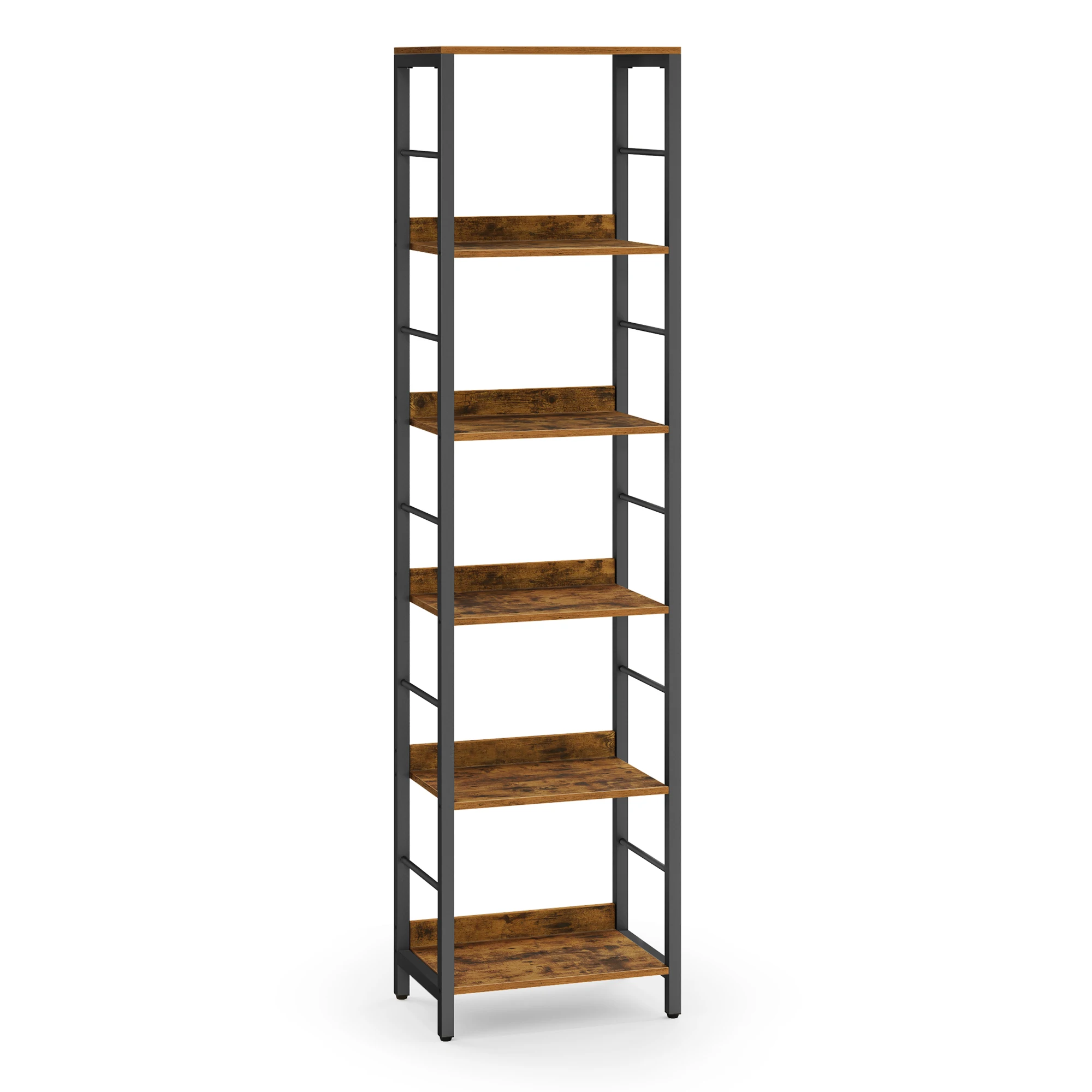 VASAGLE Libreria a 6 Ripiani, Scaffale Portaoggetti, 30 x 40 x 178 cm, Stile Industriale, per Soggiorno, Studio, Ufficio, Marrone Rustico e Nero Inchiostro