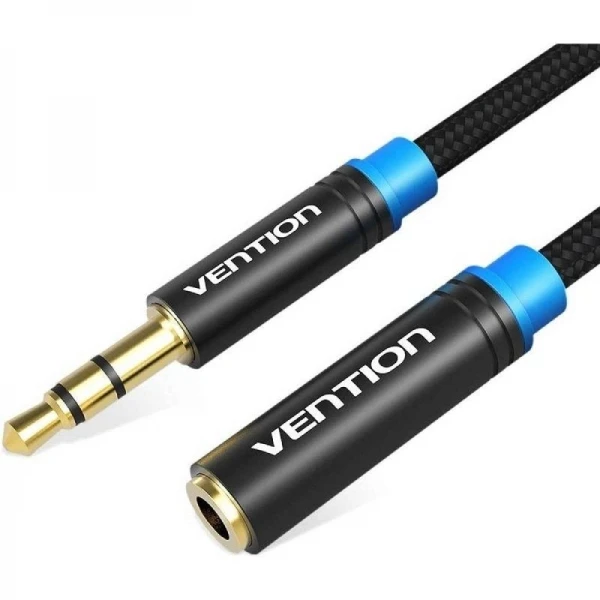 Vention cable alargador estereo jack 3.5 macho a jack 3.5 hembra - 5m - color negro