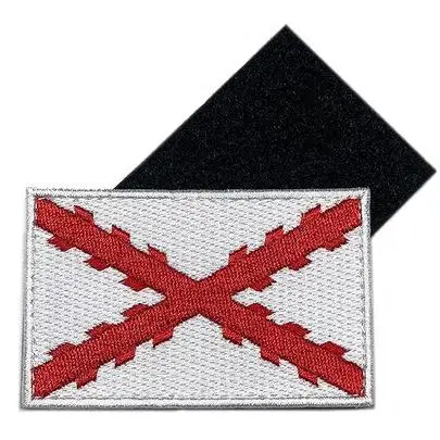 Parches bordados de tela con bandera CRUZ BORGOÑA - Medidas 8x5 cm
