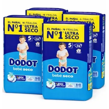 Pañales Dodot Bebe seco Talla 5 . Pack Súper Ahorro 216 und (4x54)
