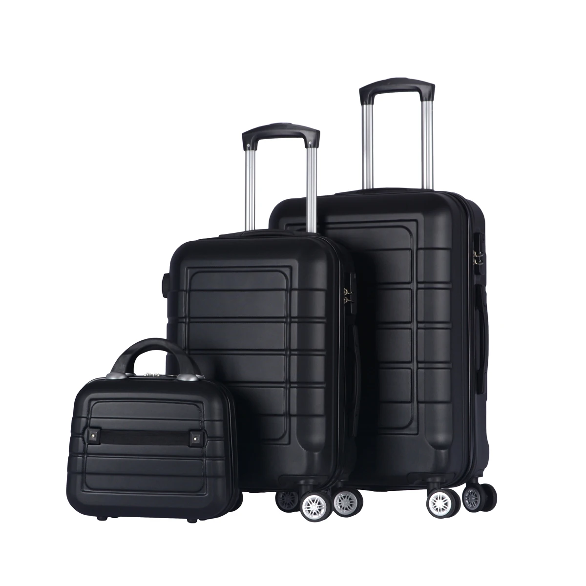 T-lovendo Set of 3 suitcases Set Trolley suitcase cabin toiletry bags semi-rigid padlock 4 wheels hand luggage