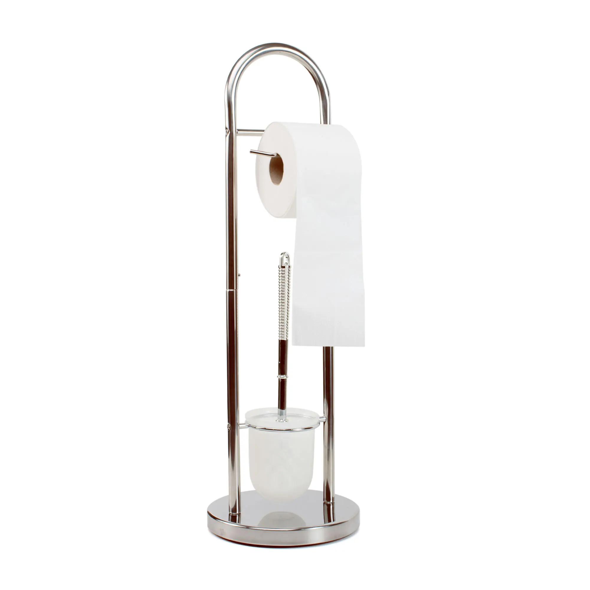 The Secret Home Stainless Steel Toilet Paper Holder - Floorstanding, space-saving design for small bathrooms, water-resistant, with a stable base to prevent slipping, easy to clean. Ideal bathroom decor. #1