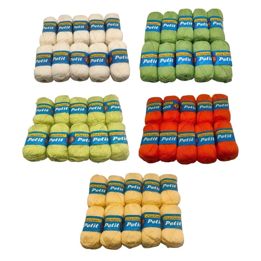 Lote 50 ovillos petit hilo algodón especial bebé manualidades para tejer - Marca LANAS LUZ COLOR