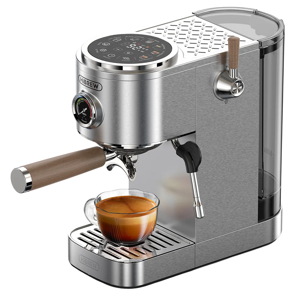 Máquina de café semiautomática HiBREW H13, con pantalla táctil, presión de 20 bares, modos de preparación multifuncionales, bandeja de goteo ajustable