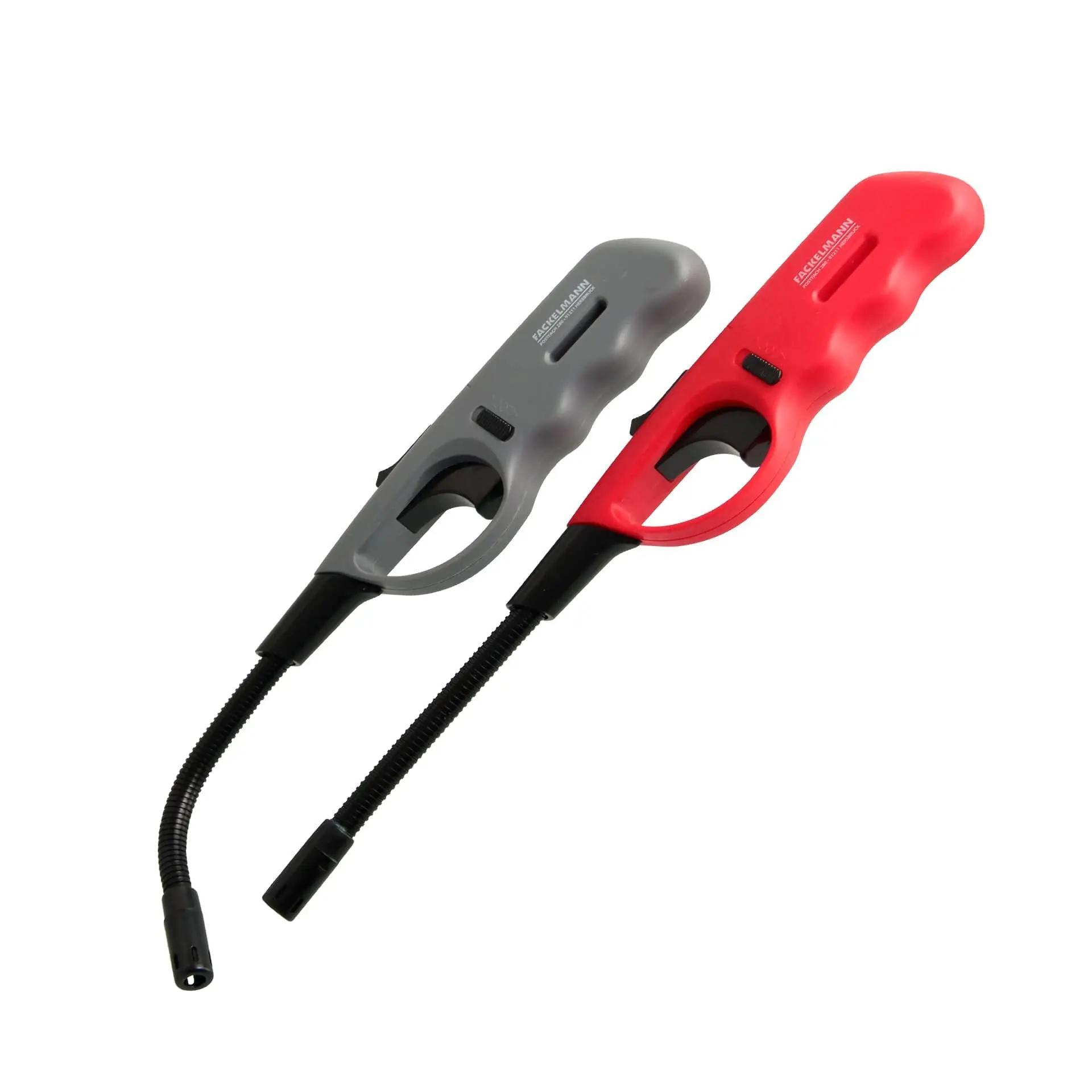 FACKELMANN Encendedor barbacoa  gas con tubo flexible recargable para cocina, vela, estufa de gas, barbacoa, chimenea, camping. Hecho de plástico polipropileno, colores rojo-gris, 0,45x27cm, 1 ud.