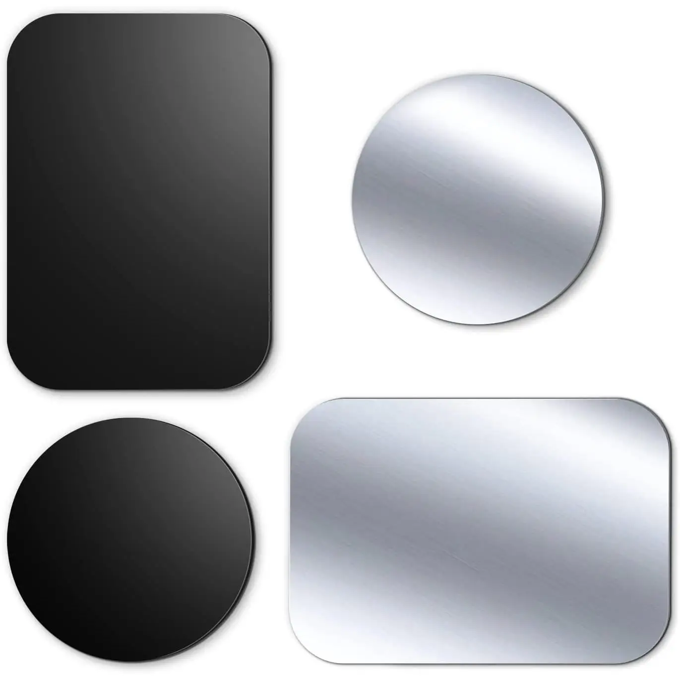TEMCO 4 Láminas metálicas para movil, Placa Metal Adhesiva para Iman Coche movil 4 Piezas - Chapas metalicas Muy Finas con Adhesivo para Soporte de movil para coche, para Soporte magnético, Plateado &