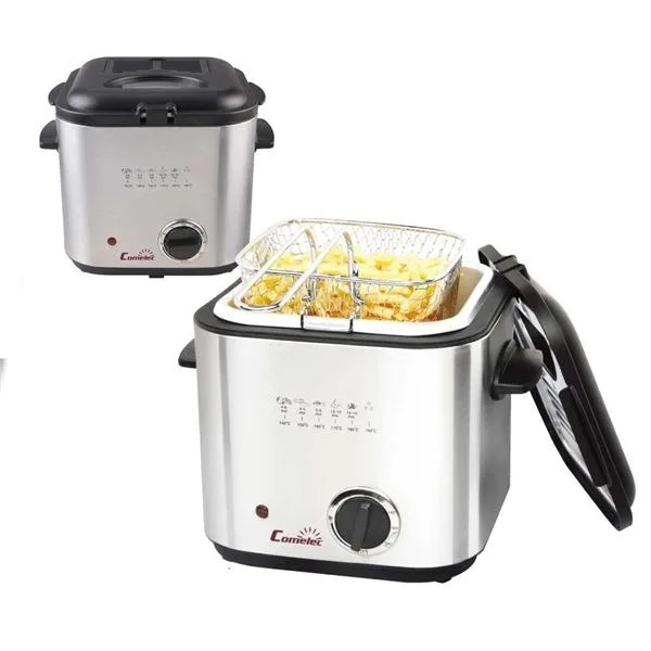 Freidora de Aceite Eléctrica Comelec 1,2L, 2L, 3L y 4L | Acero Inoxidable, 2000W, Control de Temperatura hasta 190ºC | Ideal para Patatas y Frituras Crujientes