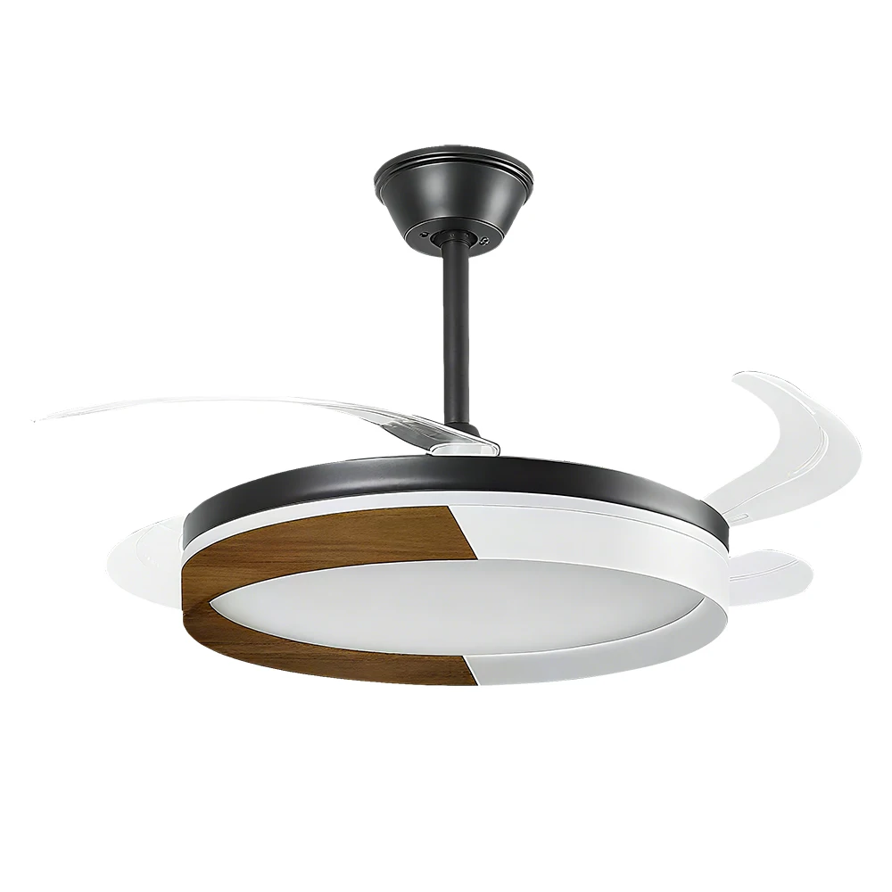 Ventilador de Techo con Luz LED de 42 Pulgadas, Motor DC Silencioso de Cobre, Lámpara de Techo Moderna de 60W con Mando a Distancia, 6 Velocidades, Aspas Plegables, 3 Colores de Luz para Dormitorio y