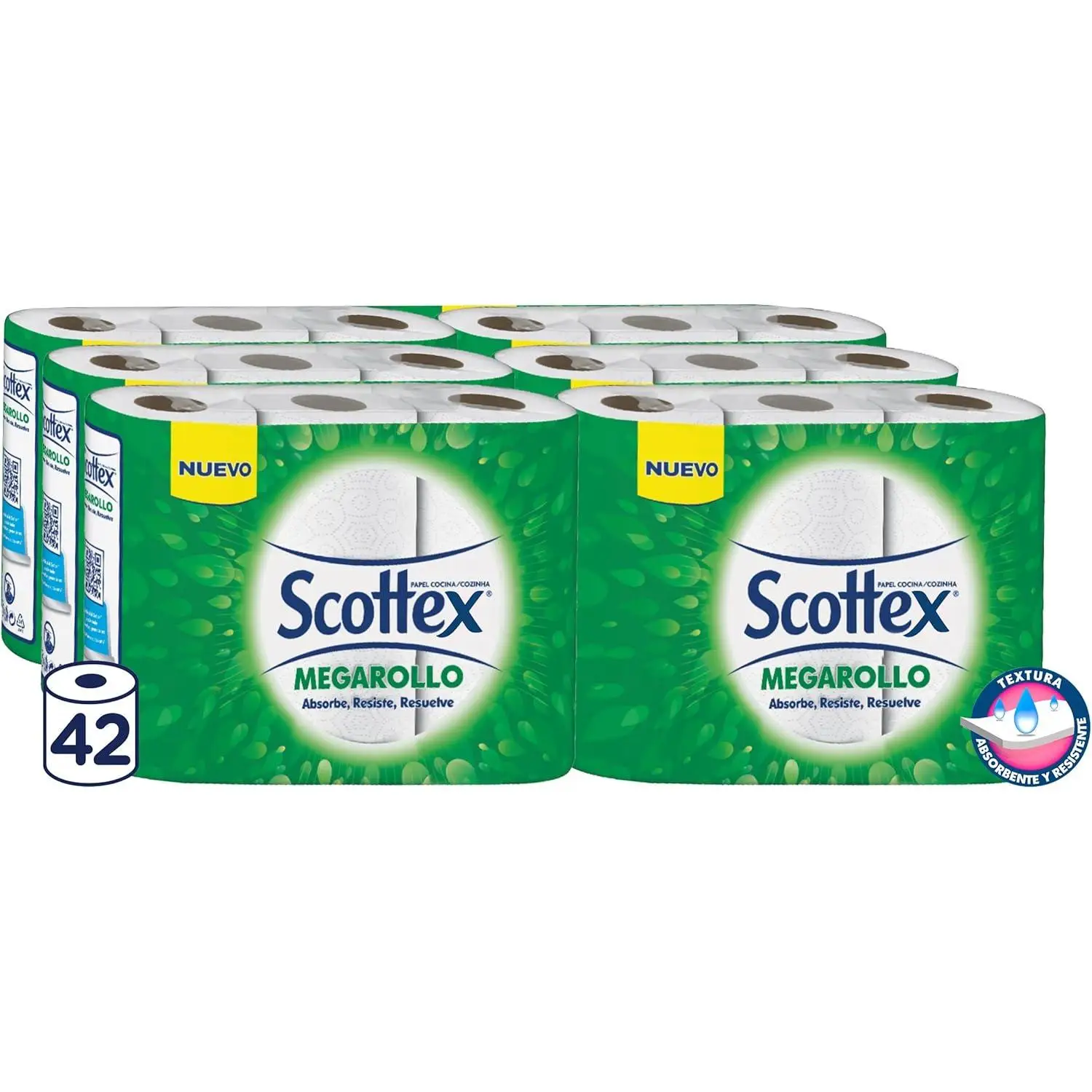 Scottex Megarrollo Papel de Cocina | Múltiples Packs | Absorbencia y Resistencia Óptimas