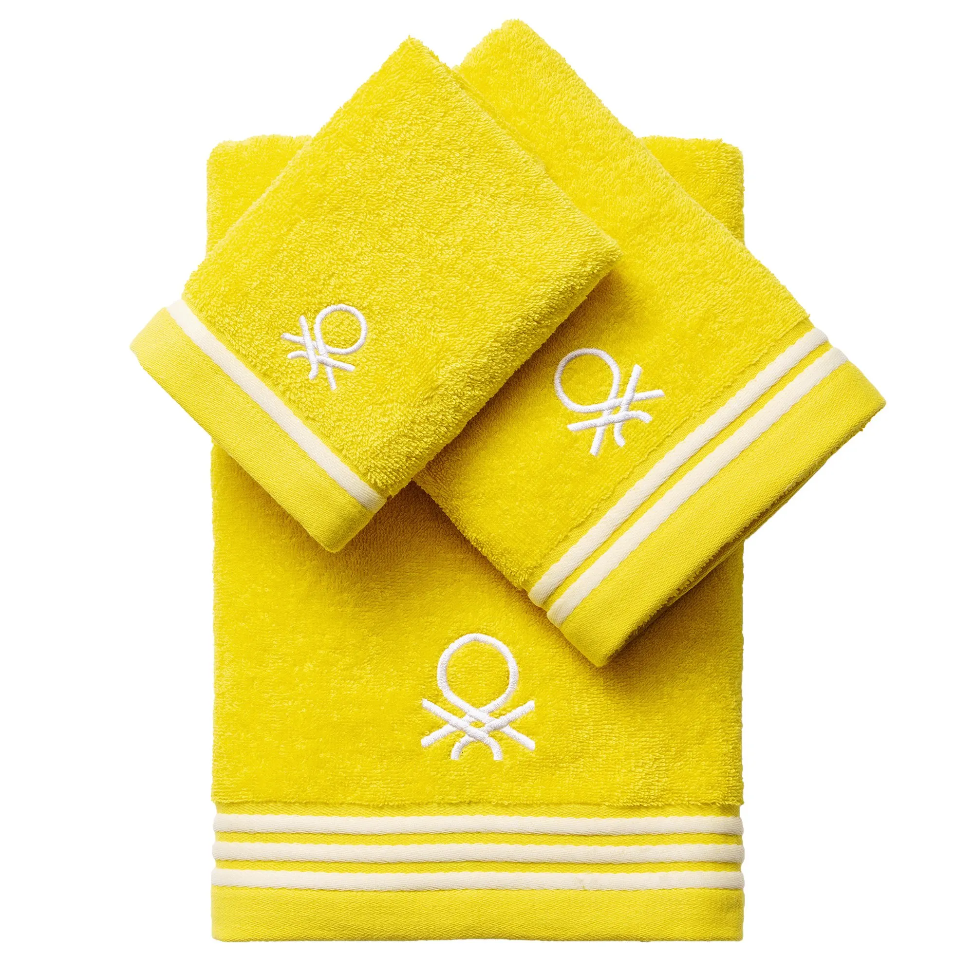 Set de Toallas de Baño 3 Piezas (30x50CM + 50x90CM + 70x140CM) 450GSM 100% Algodón Amarillo Rainbow - United Colors Of Benetton