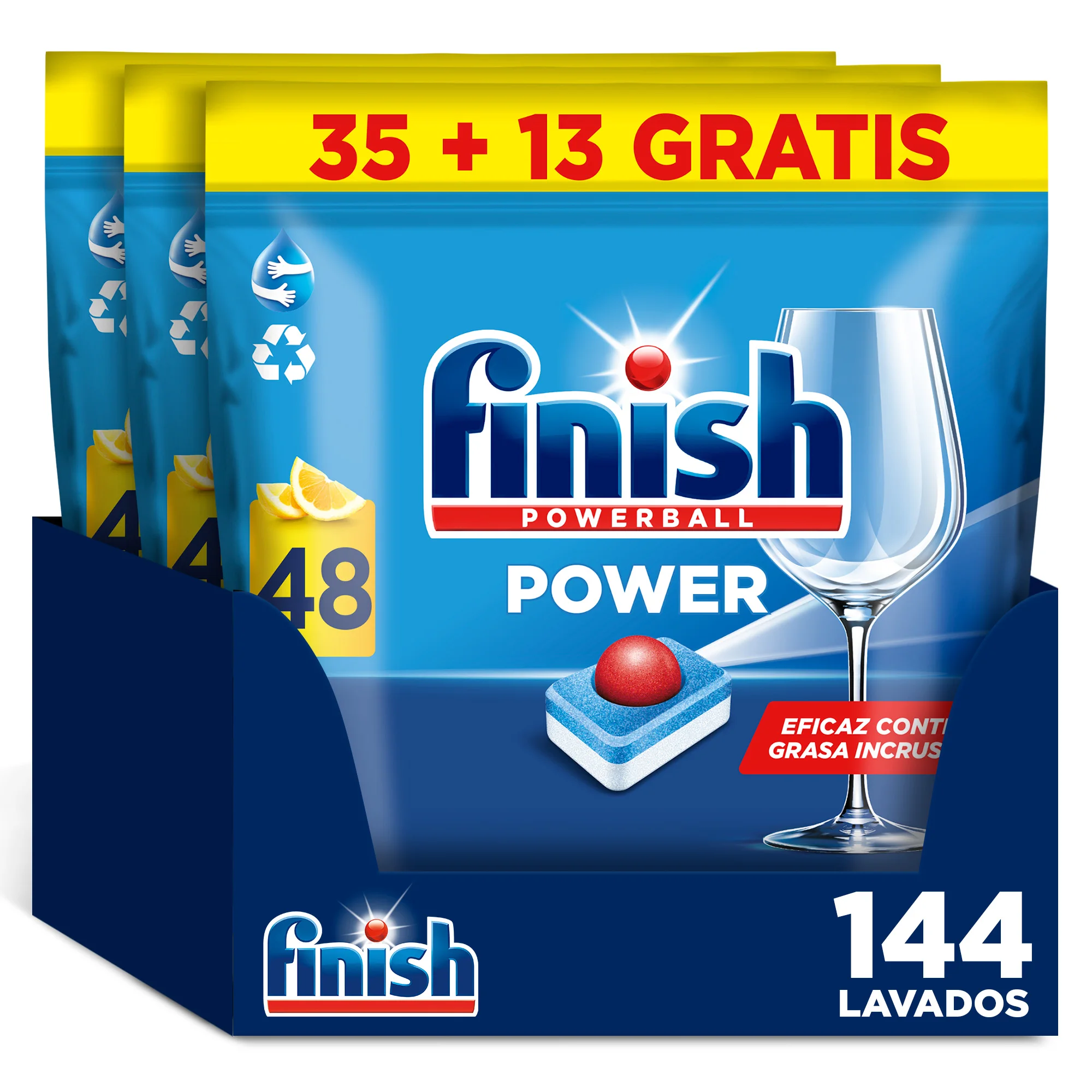 Finish Powerball Power All in 1 Max 144 dishwasher lozenges lemon Aroma daily cleaning glitter high cleaning Power