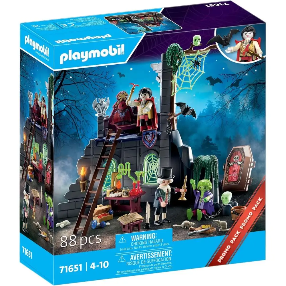 Playmobil ruinas encantadas (71651) con vampiro, monstruo, ataúd, murciélagos, araña, ratas