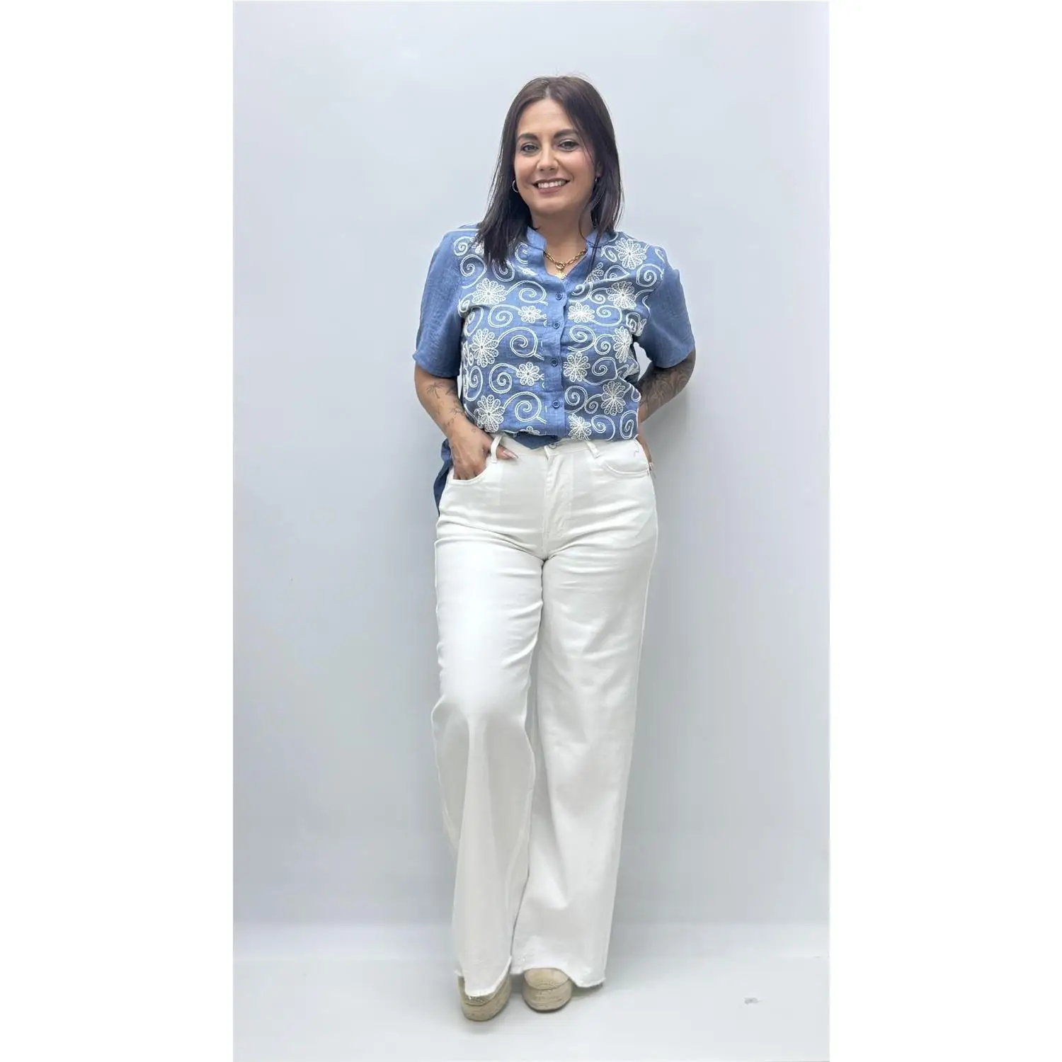 Camiseta Vaquera Flor Vaquero Claro