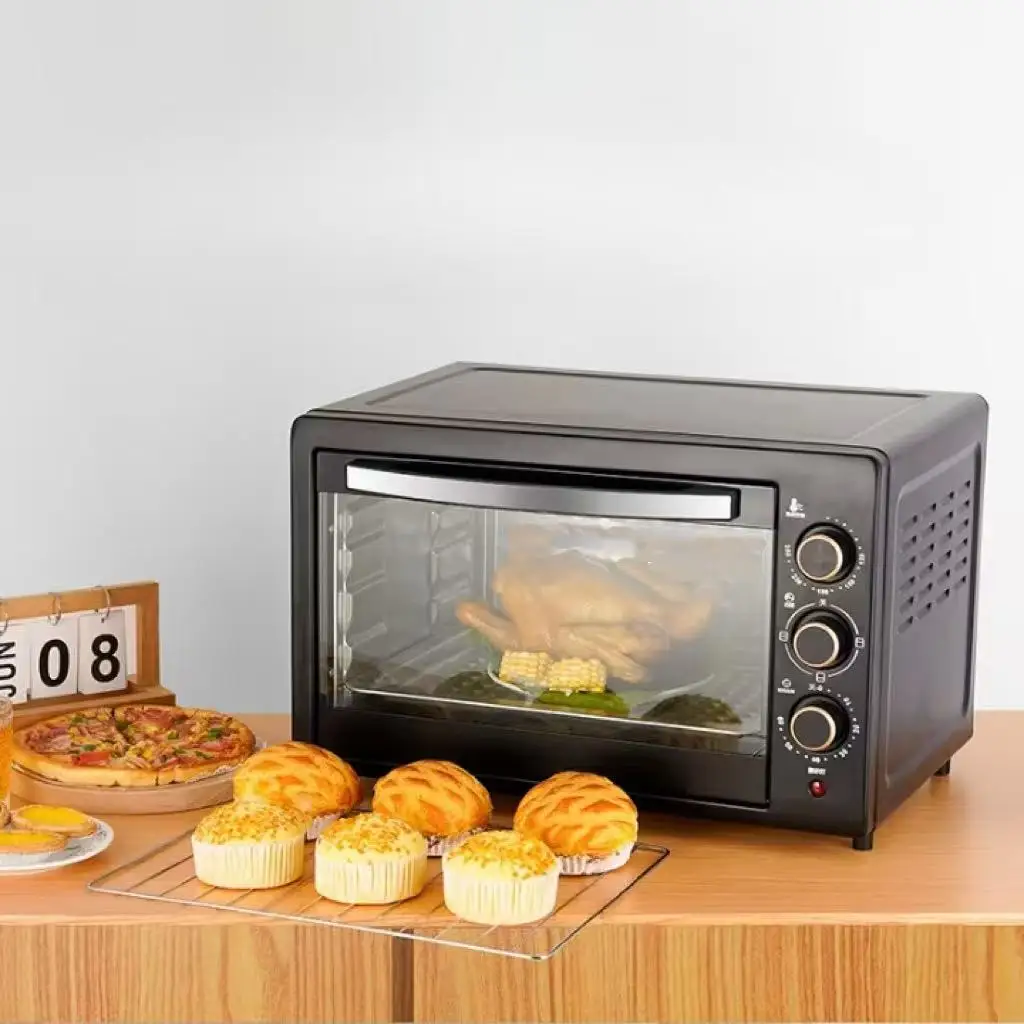 Bake&toast black tabletop oven, 22 l, power 1500 w, up to 250ºc, 3 heat modes: grill, base heat, and combined, glass door, timer 60 min