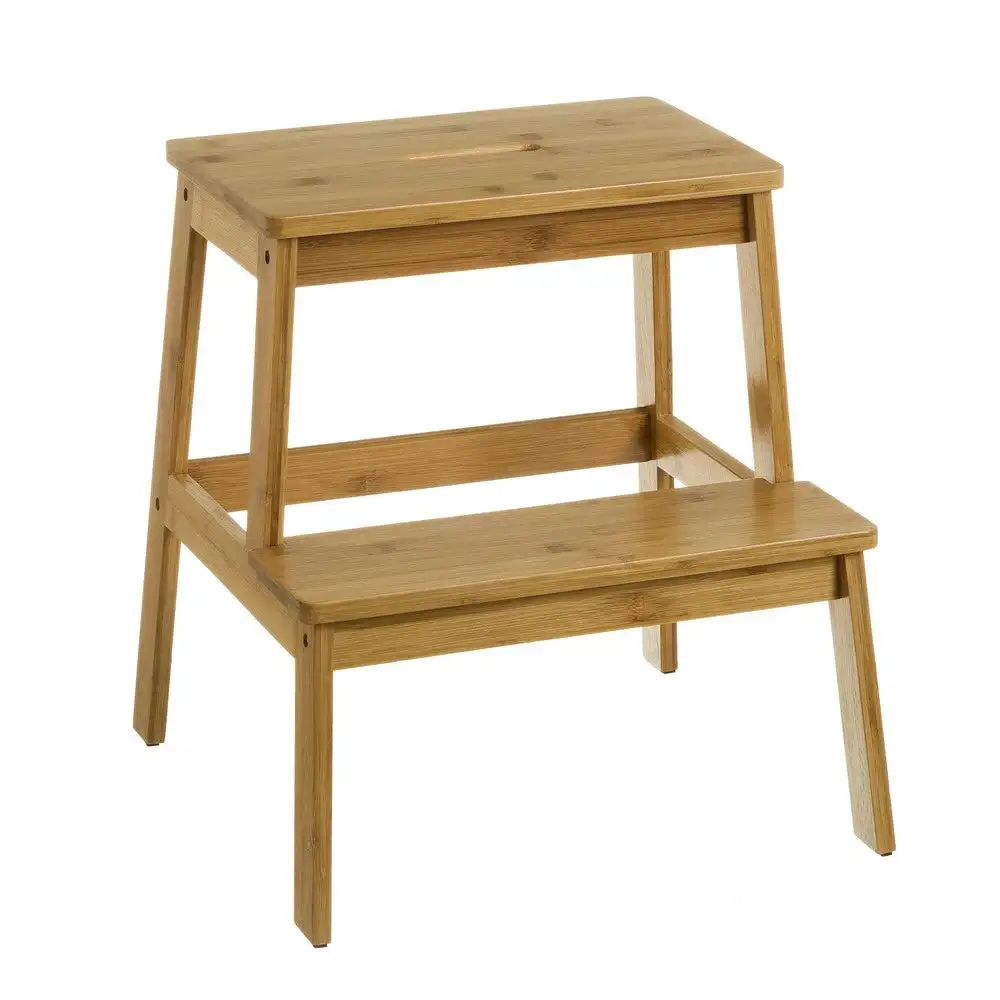 Lola Home Taburete escalera 2 alturas  marrón bambú de 47x43x42 cm