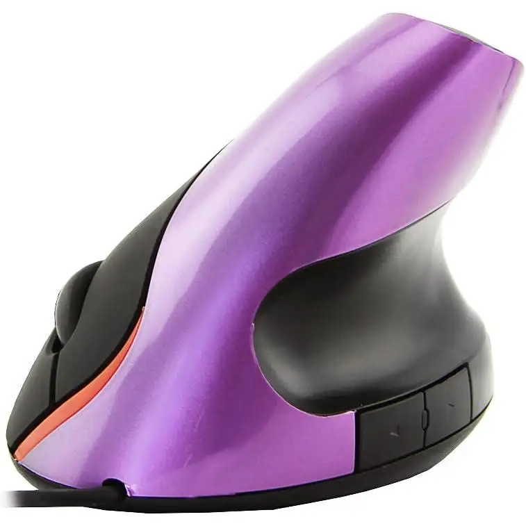 Ratón vertical ergonómico Ratones ópticos con cable USB 1600 DPI 5 Botones Ratón para juegos para computadora portátil con cable de 5.58 pies (para manos pequeñas) - Color Morado Púrpura