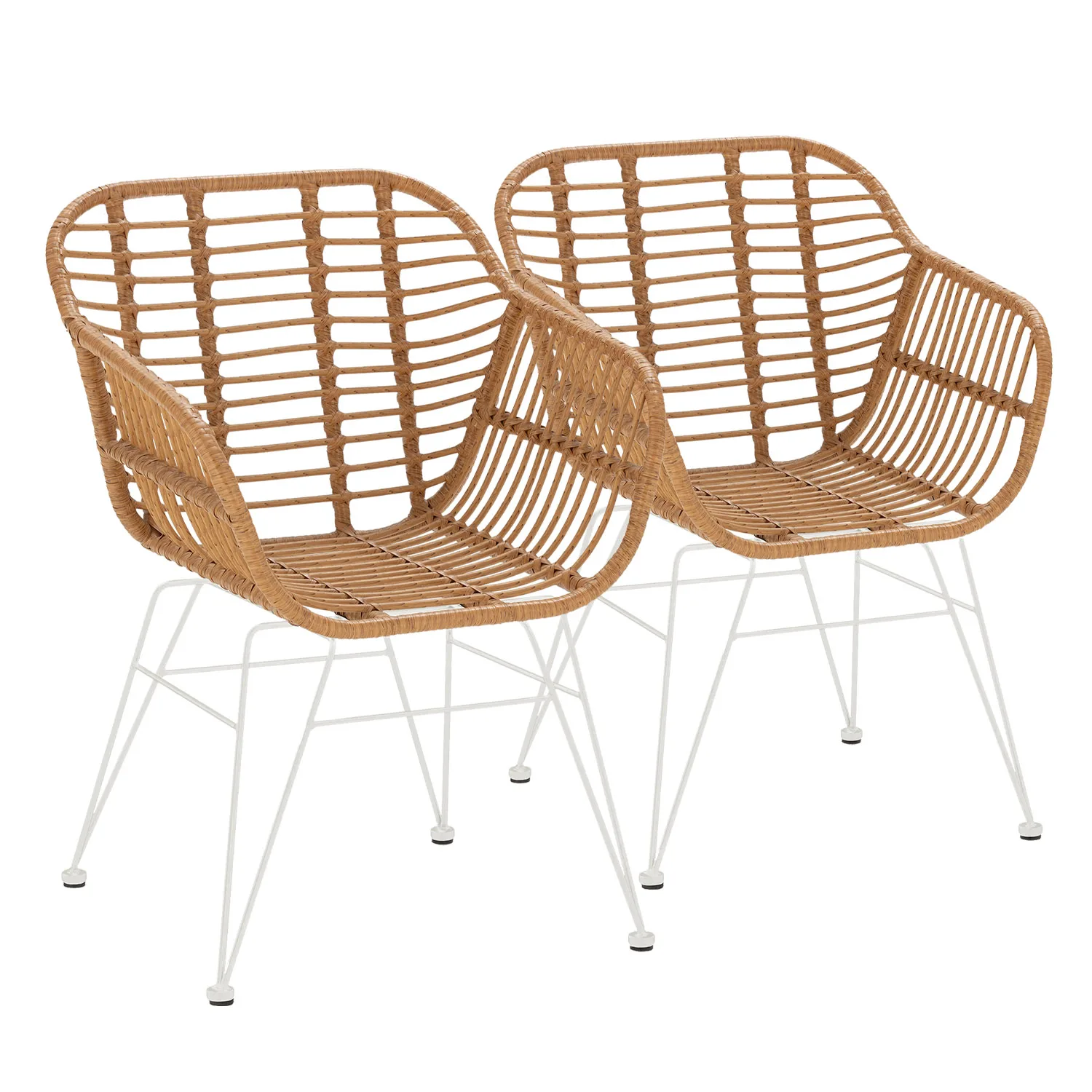 VS Venta-Stock Pack 2 sillas de comedor o jardín Elda Ratan/Blanco