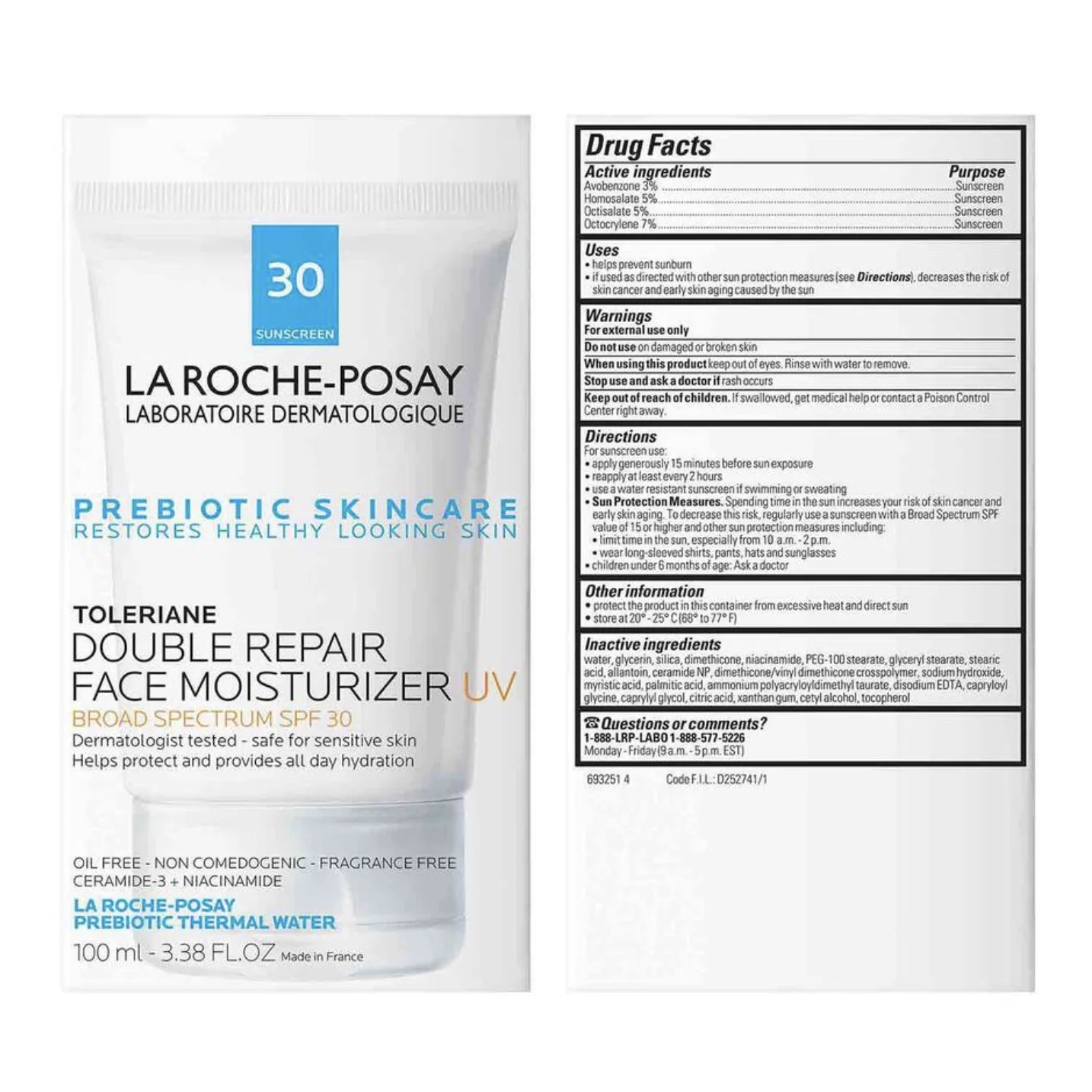 LA ROCHE-POSAY - TOLERIANE DOUBLE REPAIR FACE MOISTURIZER UV 100ML