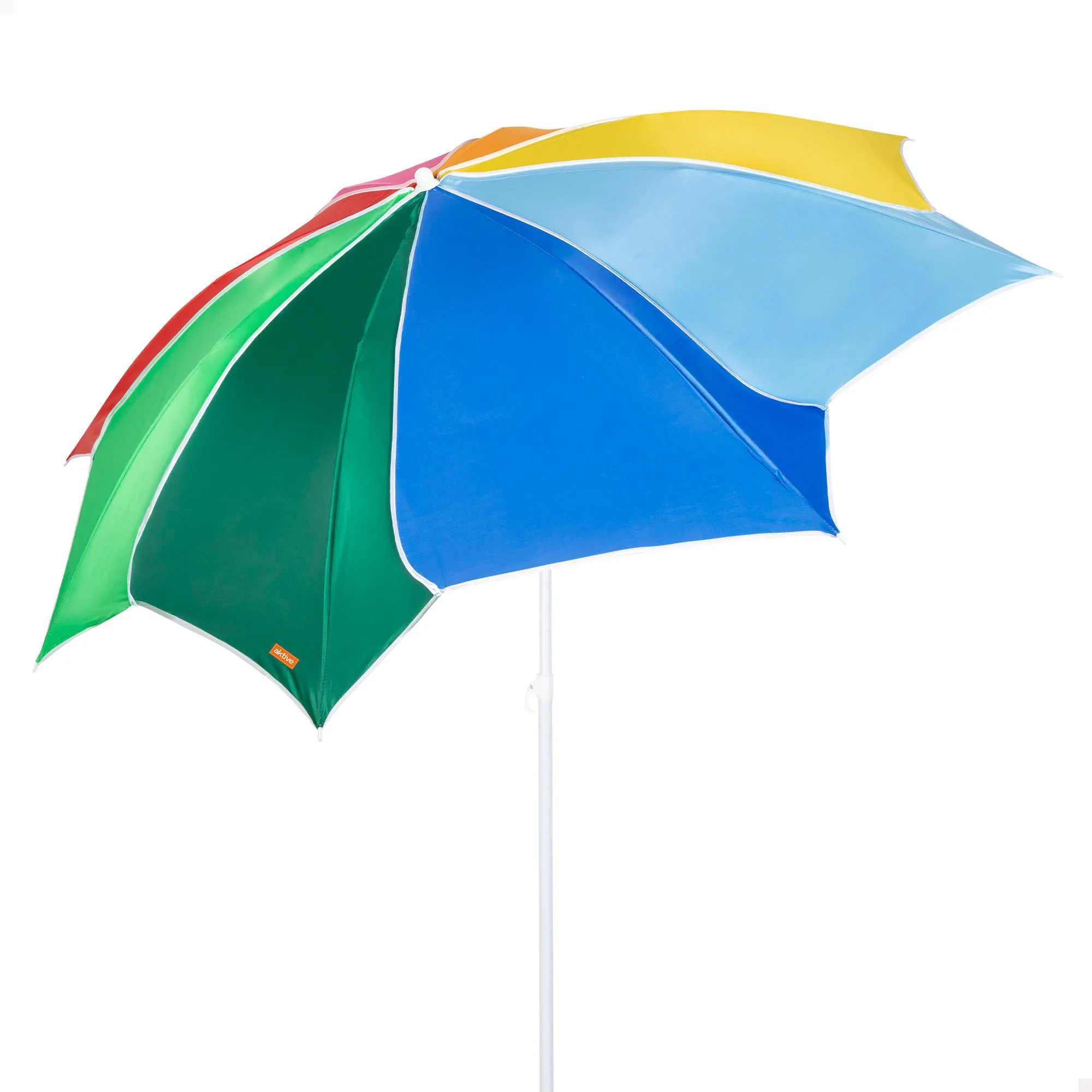 Aktive Beach - Sombrilla de playa inclinable, D180 cm, diseño multicolor, con protección UV50, material oxford, con 8 varillas, para exterior, para jardín, para terraza