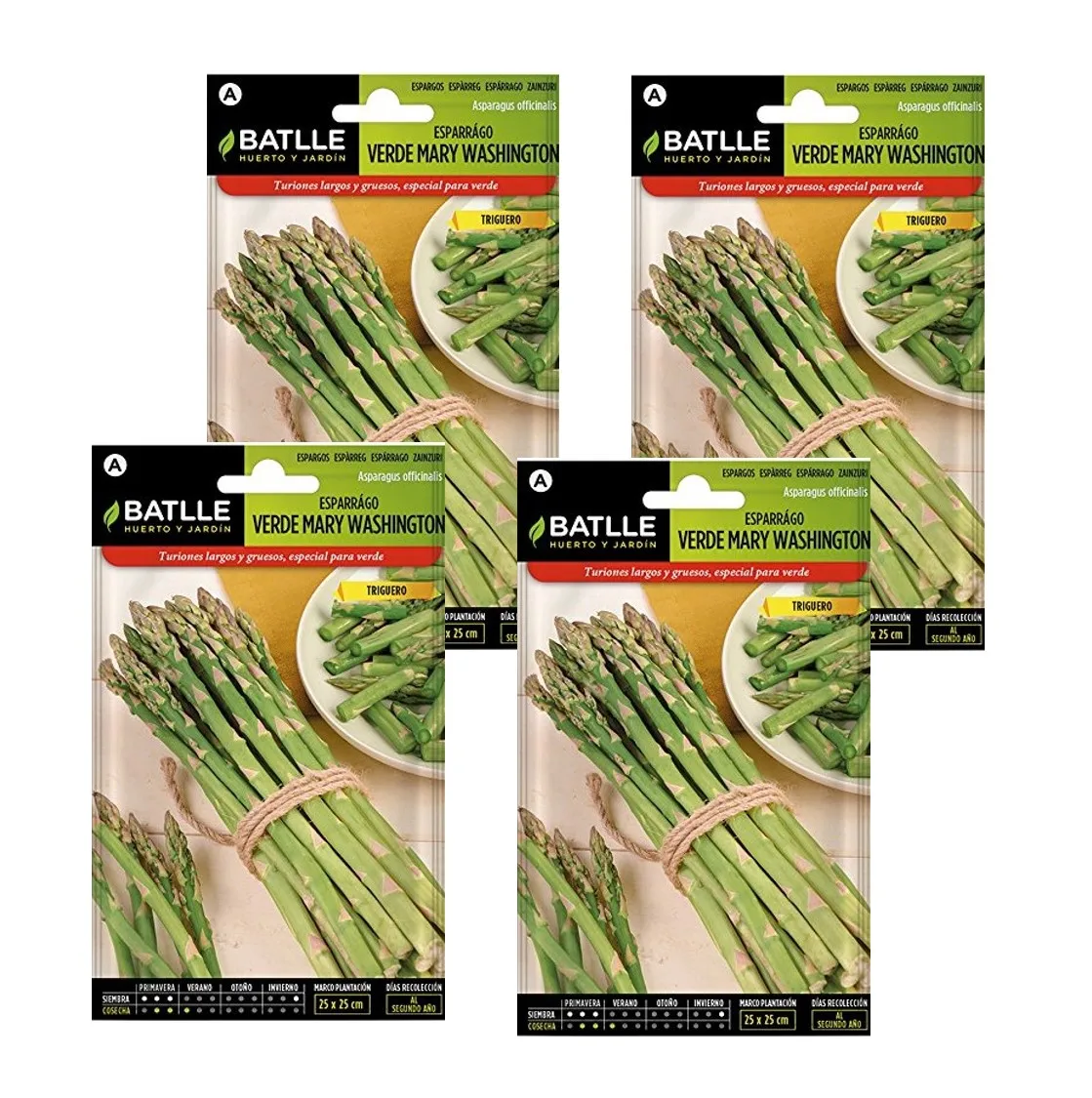 4 Sobres de Semillas esparrago verde mary washington para huerto Semillas Batlle