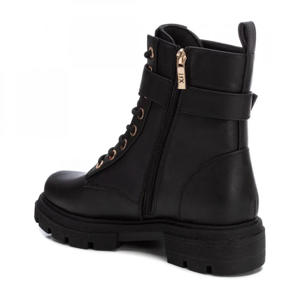 Military boots woman XTI BASIC military 143506 strap buckle black 33743 24I