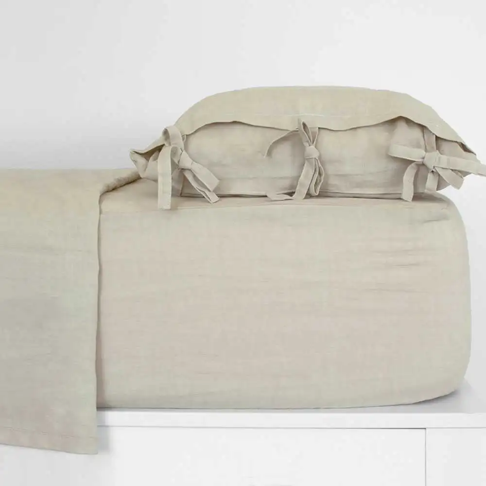 Juego de Sábanas de Lino Arena – Máxima Resistencia y Frescura Natural, Ideal para Verano, en Tallas Cama 135, 150 y 180 cm, Composición 55% Lino y 45% Algodón, Propiedades Antibacterianas, Transpirab