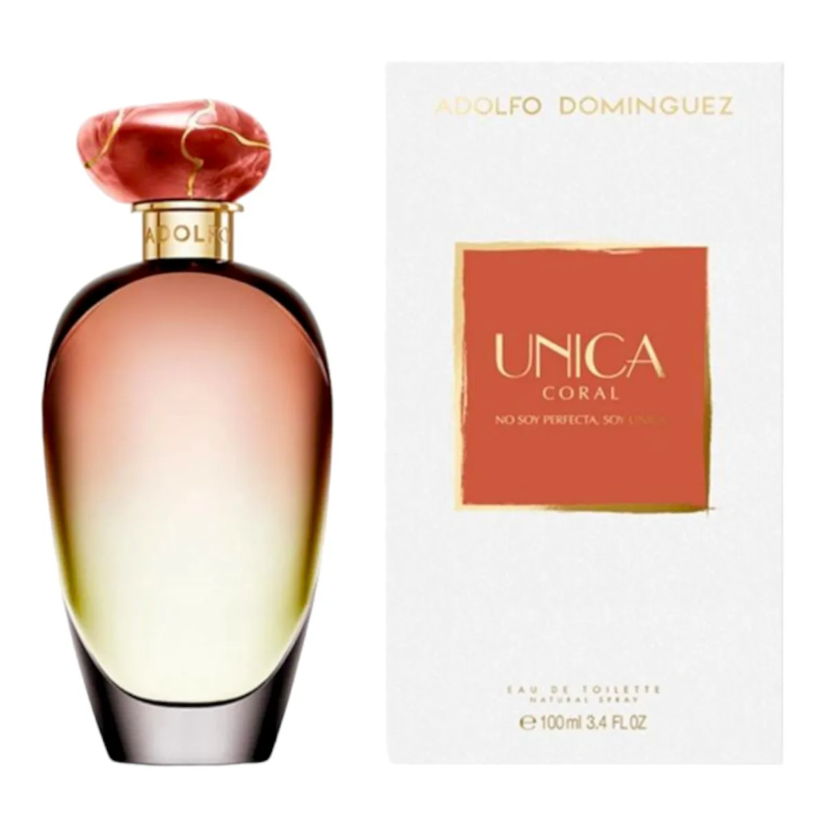 ADOLFO DOMINGUEZ UNICA CORAL No soy perfecta, soy única Agua de Colonia para Mujeres 100 ml