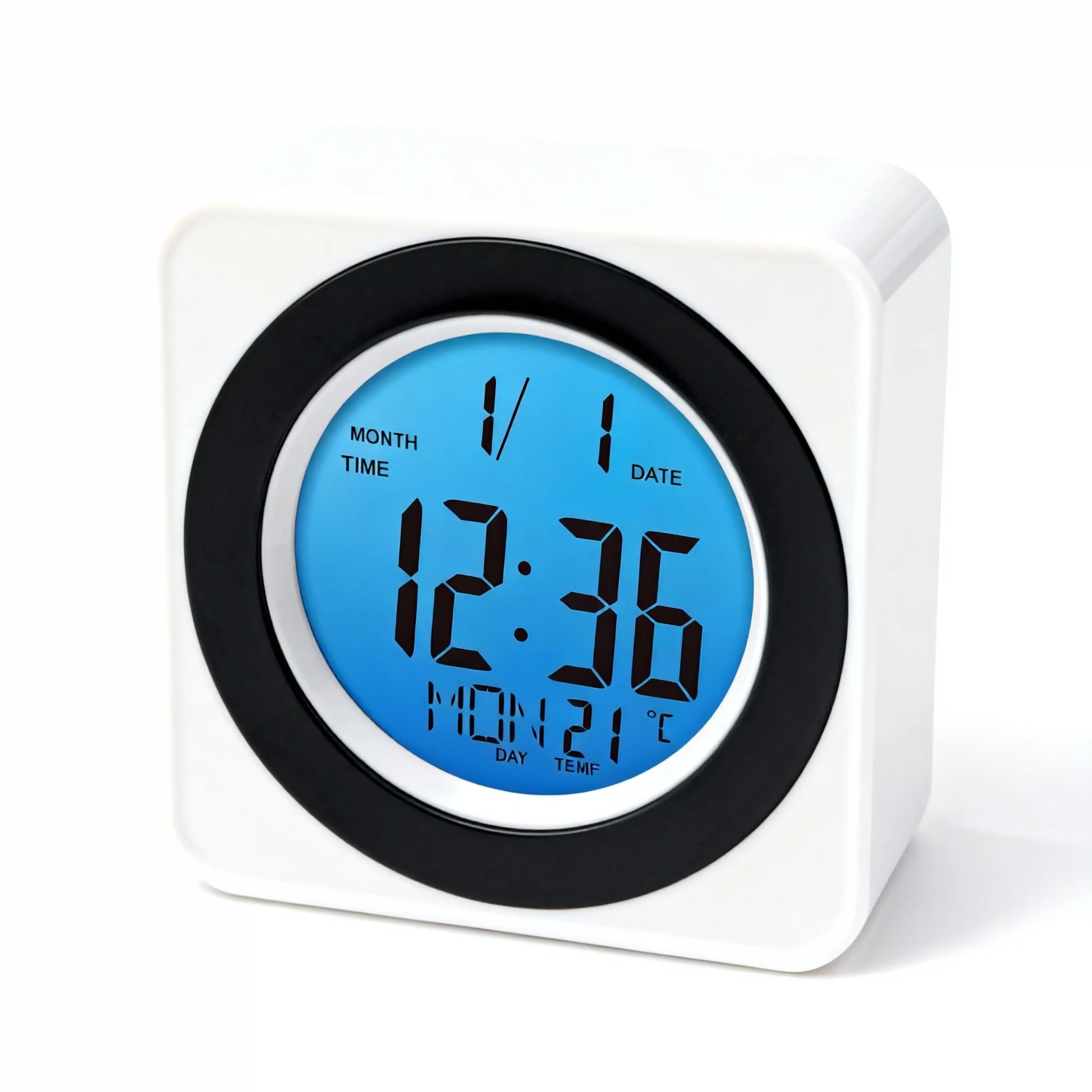 SODANY Despertador Digital Voz: Luz, 16 Zonas Hora Mundial, Temporizador, Temperatura y Snooze, Pantalla LCD, 12/24H