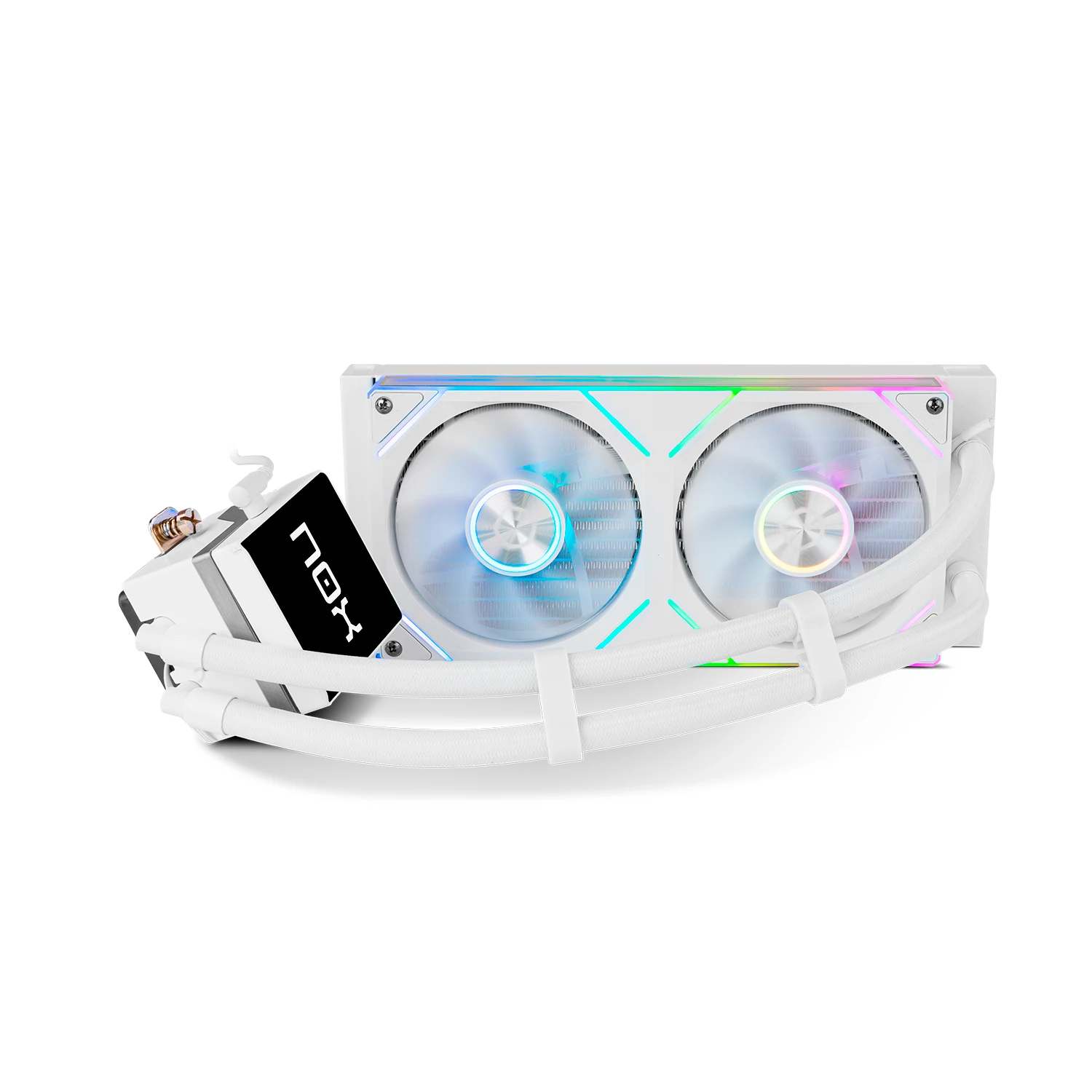 NOX XTREME PRODUCTS Hummer M-240 LCD - Kit refrigeración líquida con pantalla LCD, dos ventiladores de 120 mm con PWM, iluminación ARGB, alto rendimiento térmico, compatible con Intel y AMD, Blanco