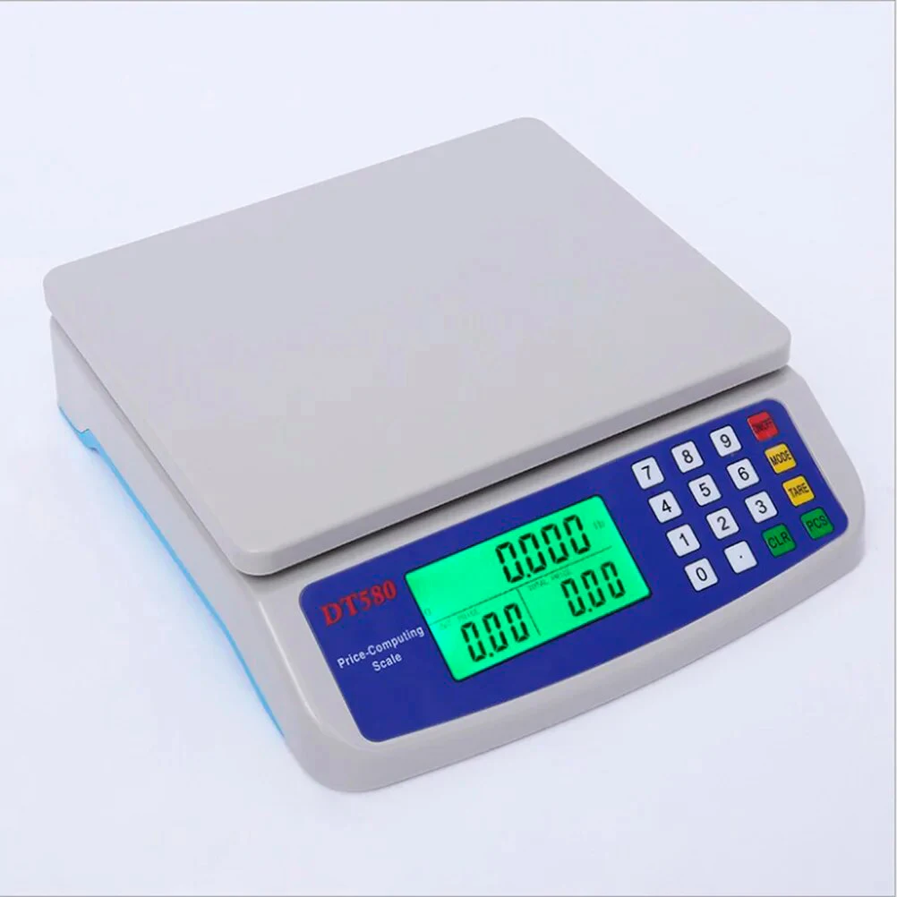 Báscula de cocina electrónica con cálculo de precios | Báscula digital de conteo preciso de 30 kg/1 gr con visualización LCD | 2 pilas AA 1.5V y cable de alimentación USB incluidos  |  Marca RevolutionLine