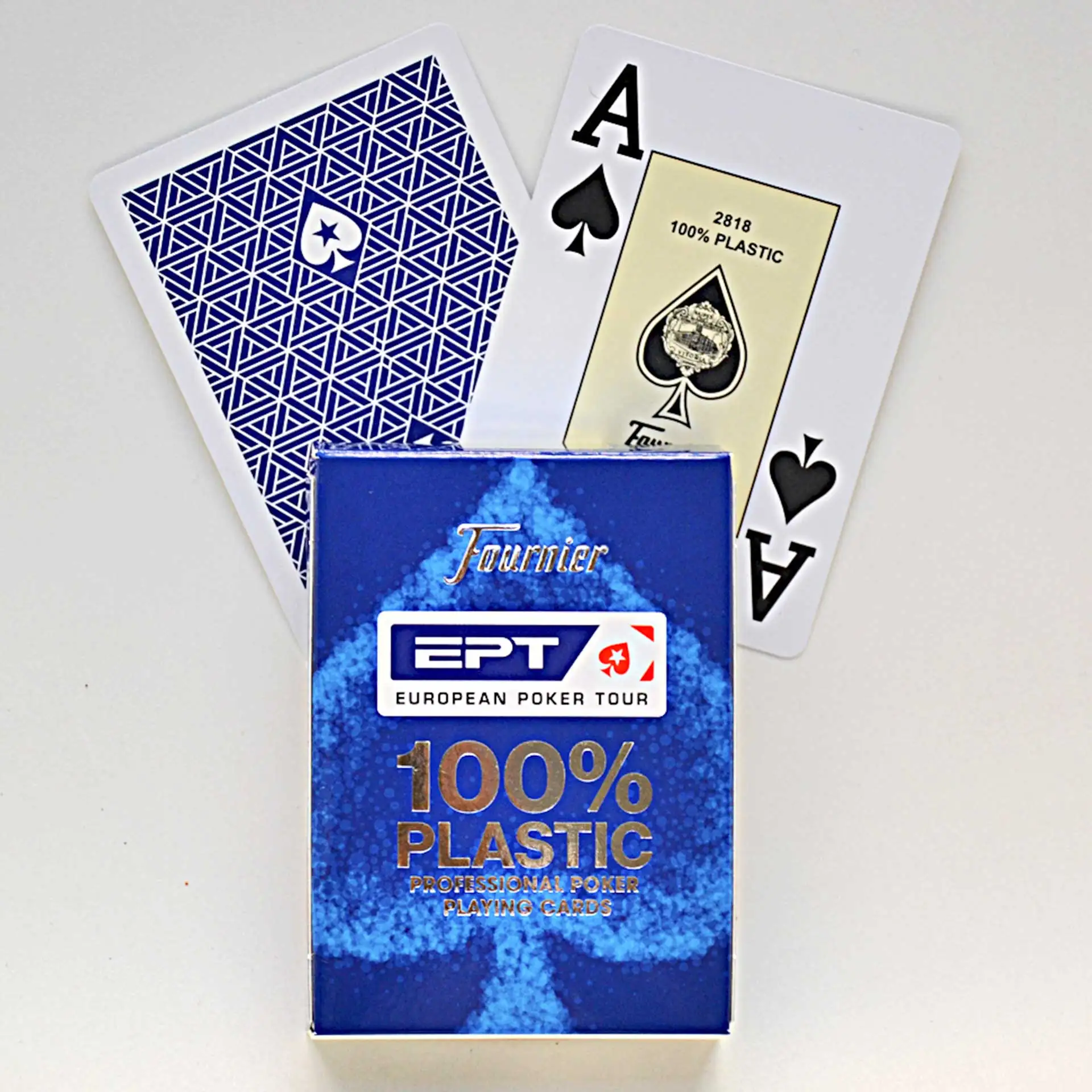Baraja de Póker Fournier EPT 100% Plástico – Calidad Casino - 55 Cartas - Trasera Azul - Europen Poker Tour
