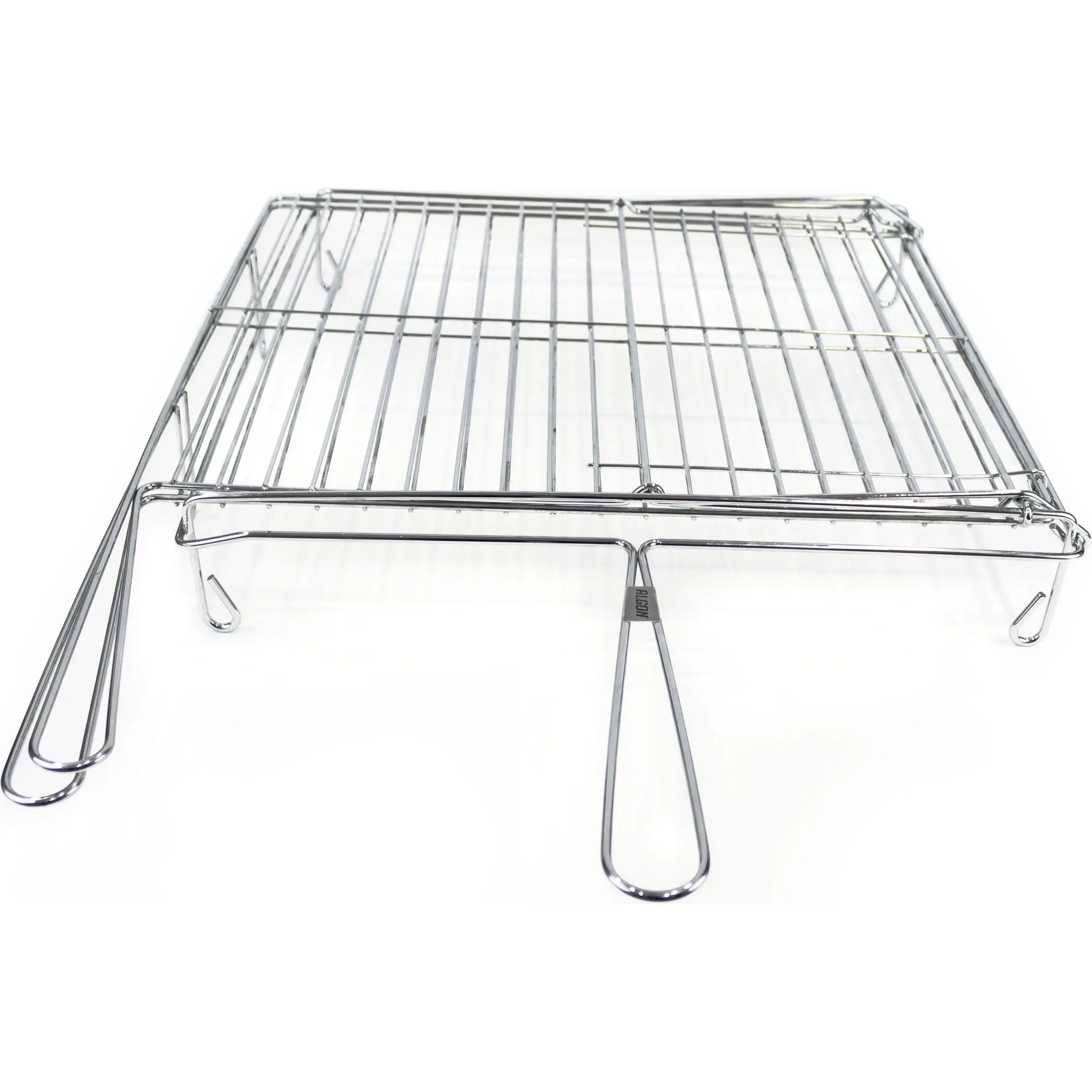 Algon - Parrilla BBQ Giratoria cromada 45x50cm, Resistente y Duradera, Fácil de Limpiar, Versátil para Exteriores, Portátil