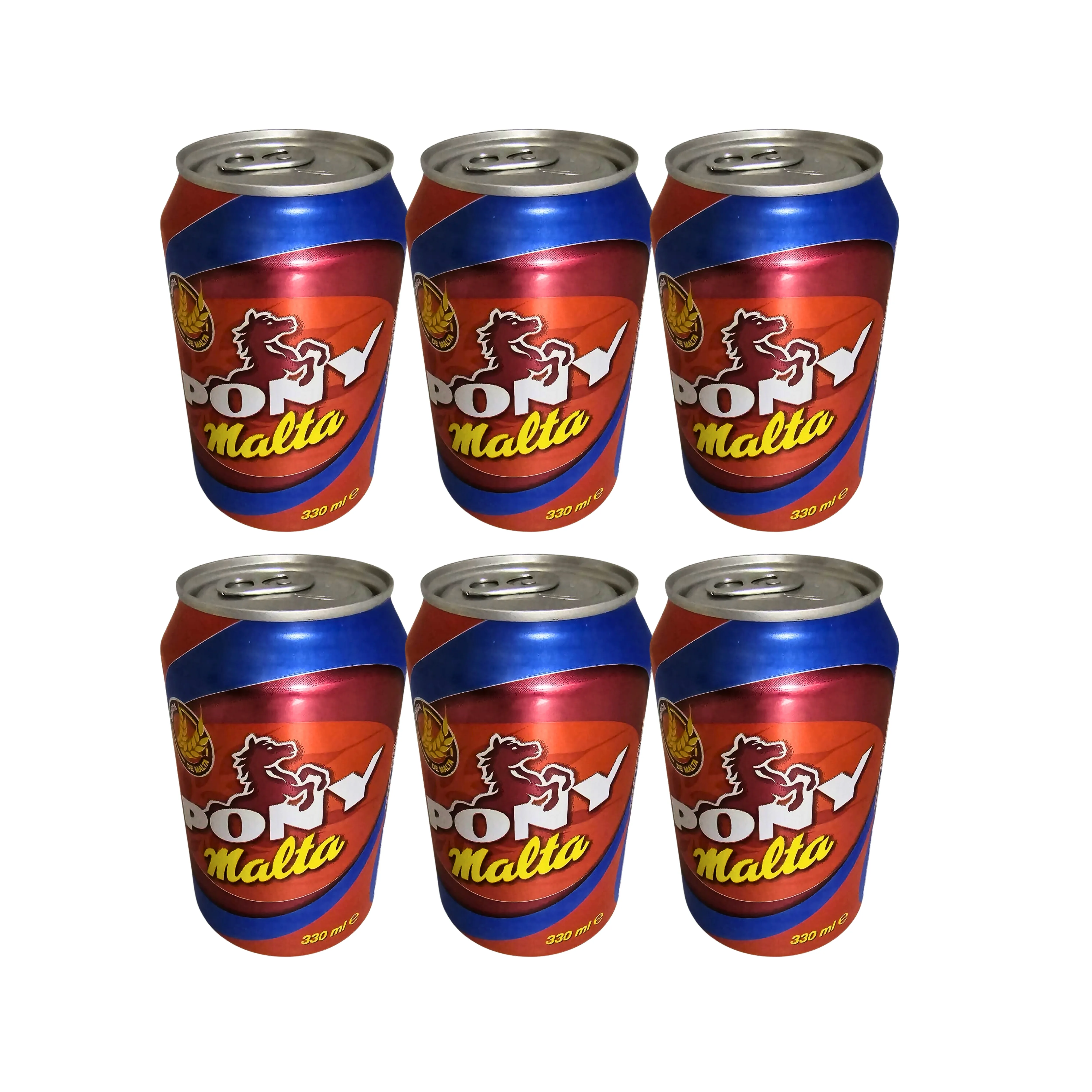 6 bottle of MALTA PONY drink 330ML sweet and maltose flavor. From COLOMBIA