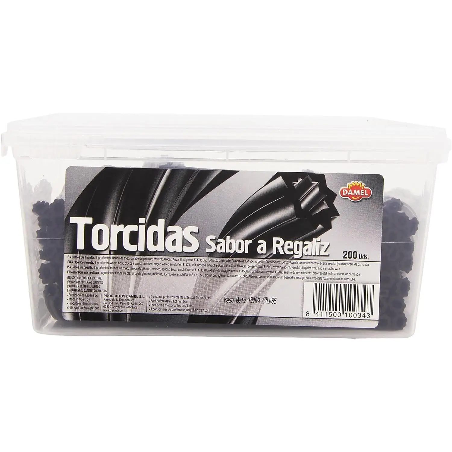 Regaliz Damel - Torcidas Sabor Regaliz Damel - Caja 200 Regalices Negras Sabor a Regaliz - Damel