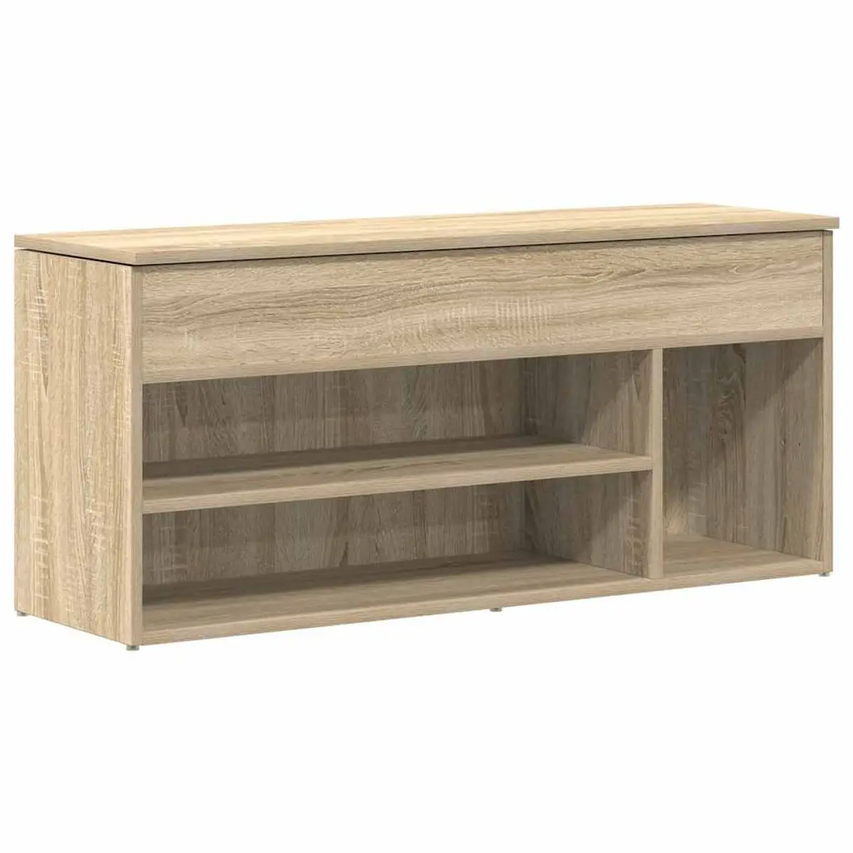 Banco zapatero Bruselas baúl + compartimentos abiertos roble claro 45x102x30,5 cm