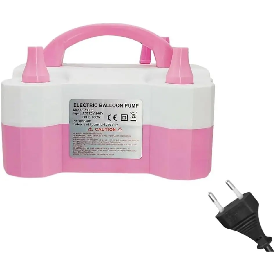 Bomba para Inflador Globos, Bomba de Globo de Aire eléctrica con 2 Anudador 110V 600W Inflador/soplador de Globos eléctrico portátil de Doble Boquilla para decoración de Fiestas