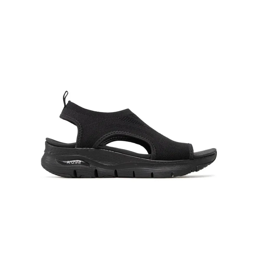 Sandalias Planas Skechers 119236 Mujer Negro-negro