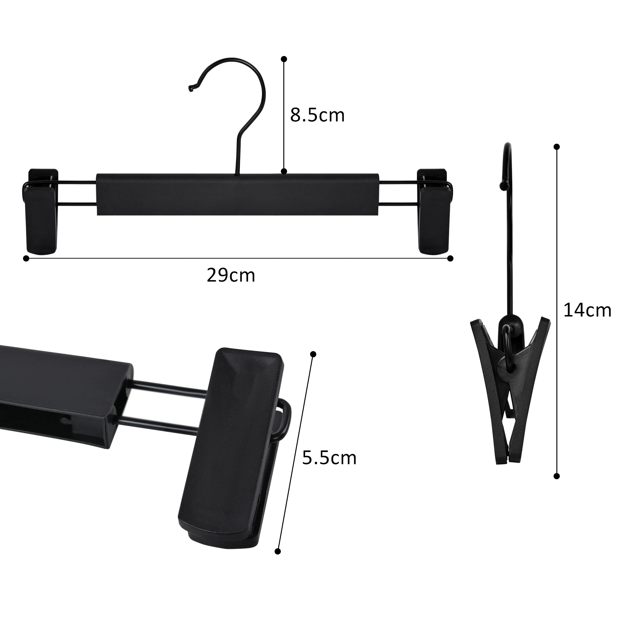 T-LoVendo Set of 5 Clothes Hangers with 360° Metal Hook and 2 Non-Slip Clips, Ideal for Pants and Skirts, Made of Durable Plastic, Space-Saving Wardrobe Organizer. #7