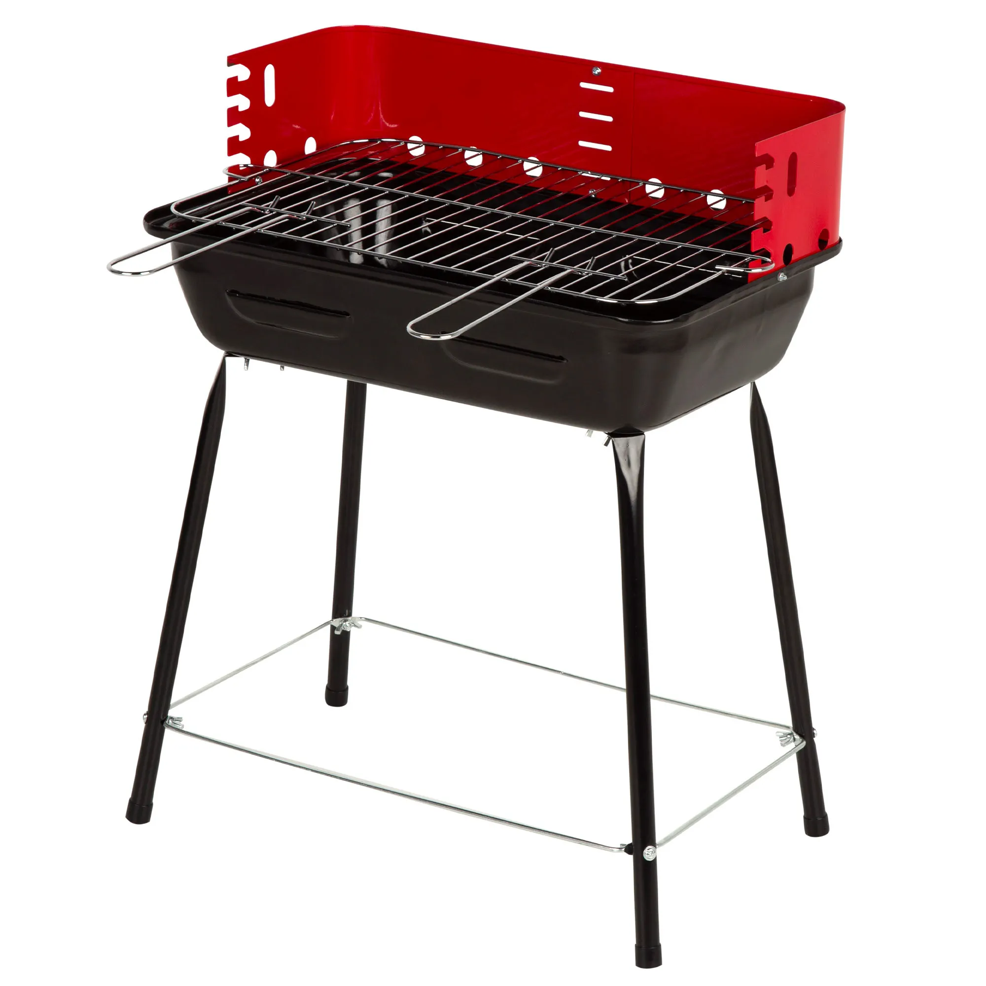 Aktive - Barbacoa carbón portátil, con cortavientos y parrilla regulable en altura (4 alturas), fabricada de acero, tamaño pequeño y manejable, barbacoas de carbon, bbq, cocina exterior, perfecta para espacios pequeños