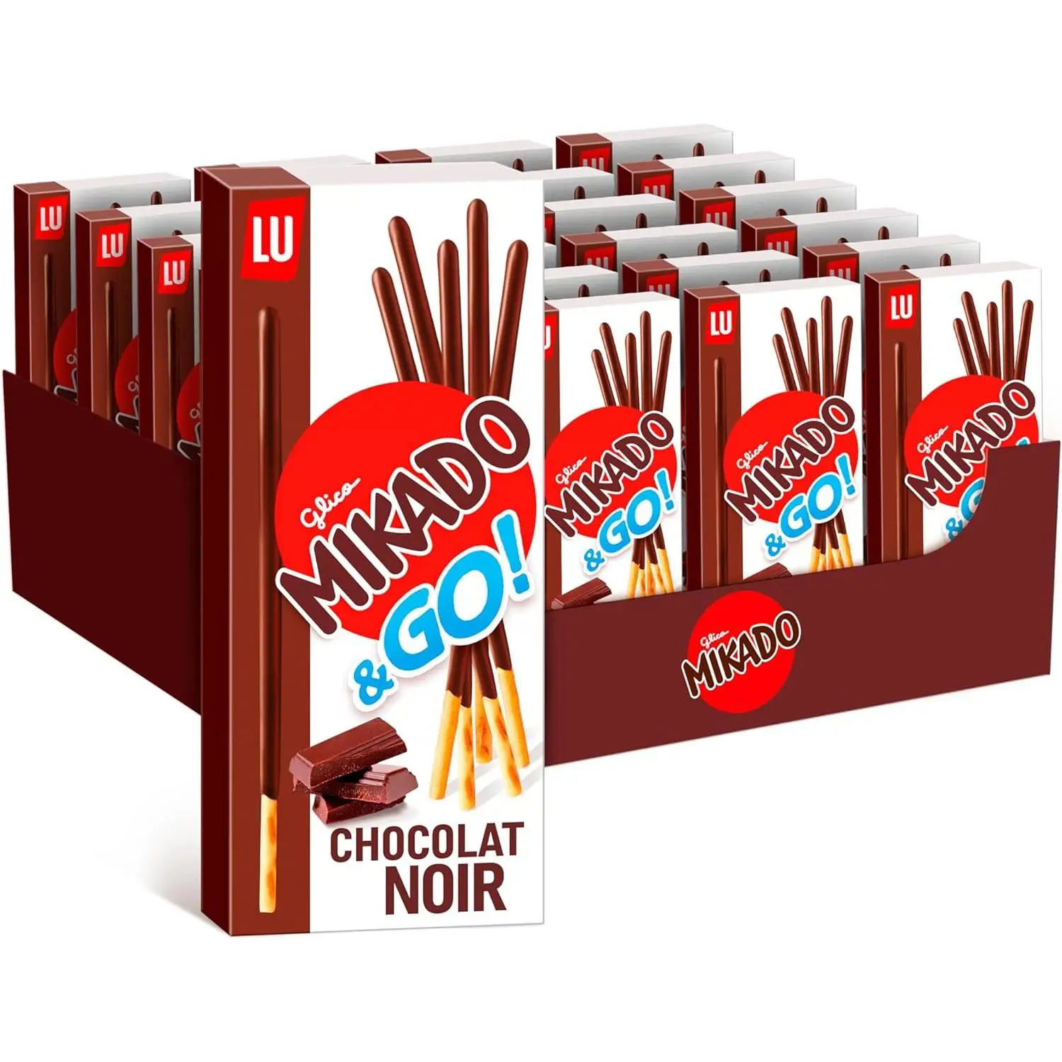 Mikado & Go - Chocolate Negro - 24x39g - Aperitivo para Picar y Compartir - Pack de 24x39g