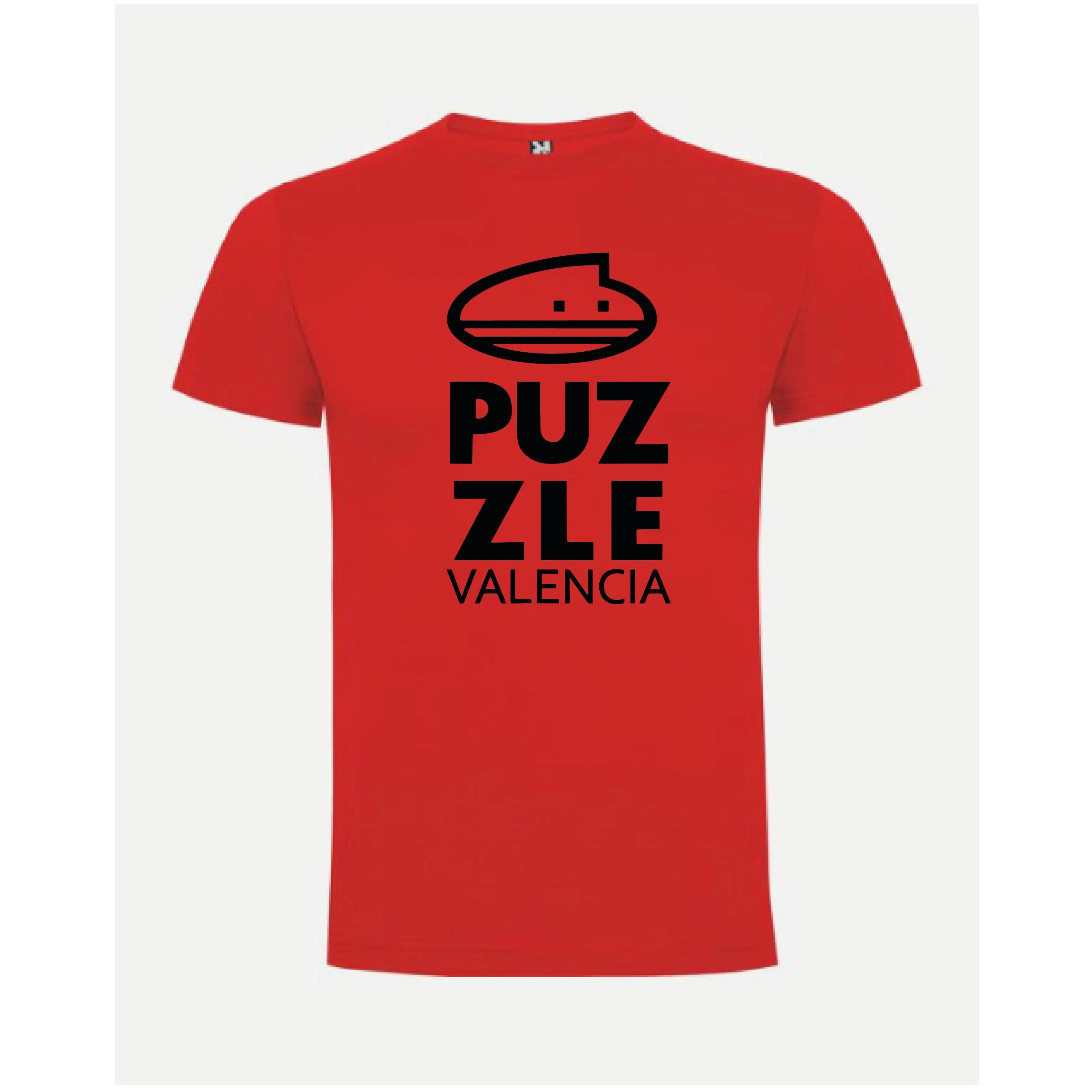 Camiseta roly hombre ruta del bacalao logo puzle valencia en impresión dtf de máxima calidad y durabilidad