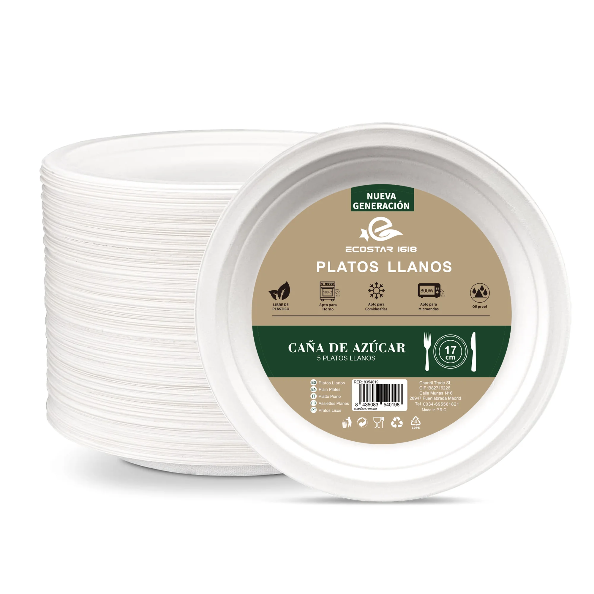 ECOSTAR Platos Desechables de Caña de Azúcar- Platos Biodegradable - Ecologicos Perfectos para Reuniones, Celebraciones,Eventos de Grupo y Fiestas