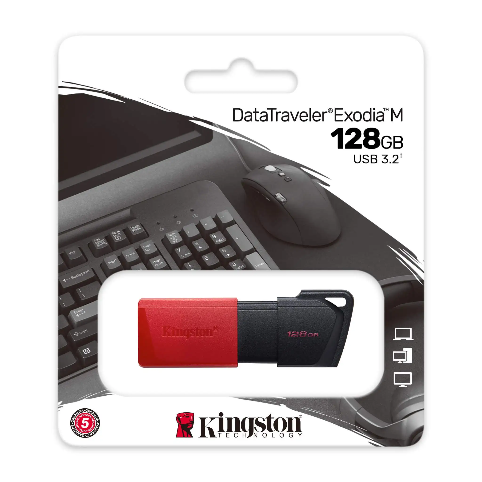 Pendrive Kingston DataTraveler Exodia 128GB USB 3.2 Gen 1 de Alta Velocidad con Diseño Portátil y Garantía de 5 Años