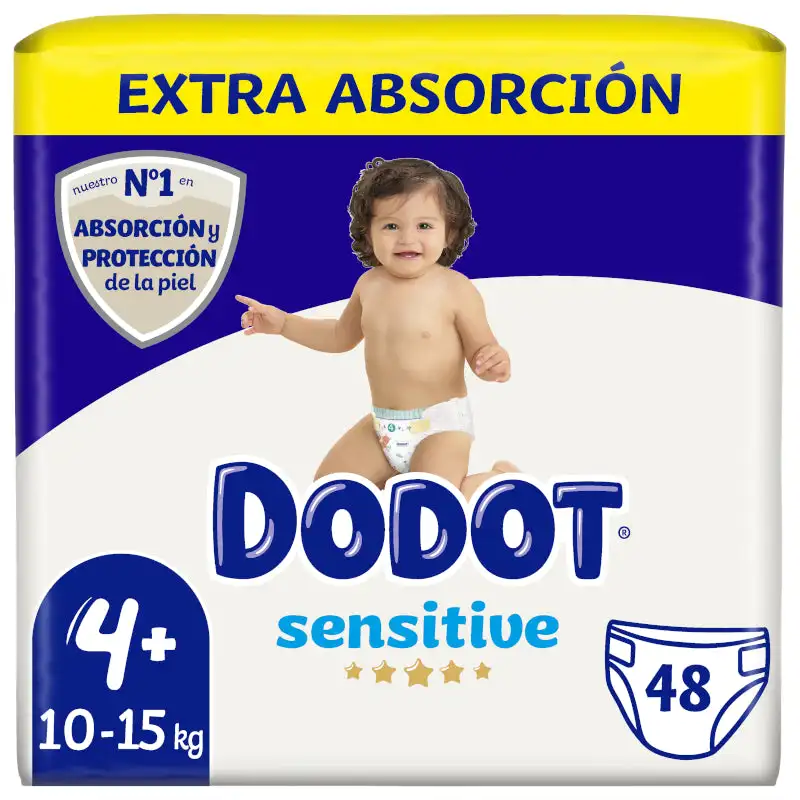 Dodot Sensitive Talla 4+, 48 Pañales Para Bebé, 9kg-15kg