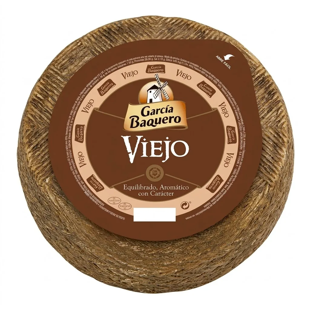Queso Viejo García Baquero - Pieza de 10 meses de maduración con sabor equilibrado y aromático, ideal para aperitivos, estilo gourmet
