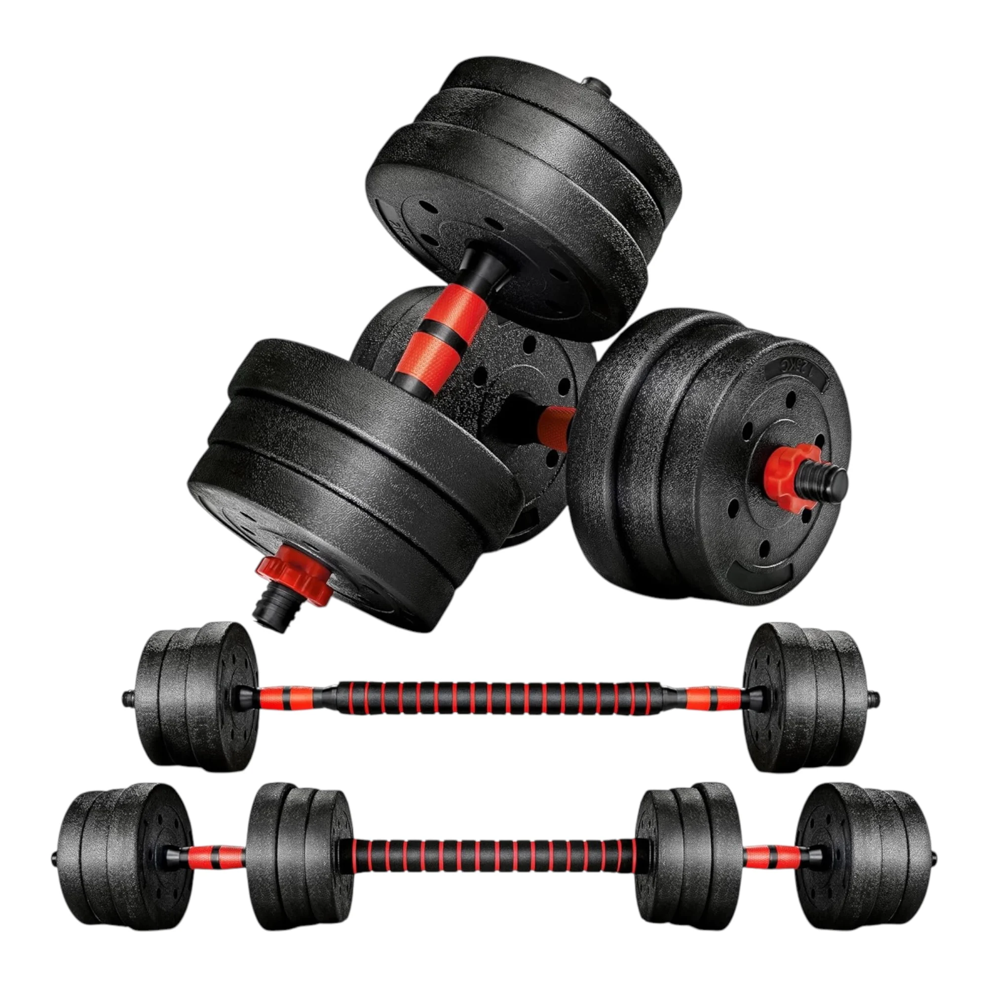 Verstellbares Hantel-Set 2 in 1, mit Stangen, 10 kg-15 kg-20 kg-30 kg. 10/15 kg/20 kg/30 kg... verstellbare kurze und lange Hantelhanteln (Mann-001 22,9 26,9 30,9 38,9 D7)